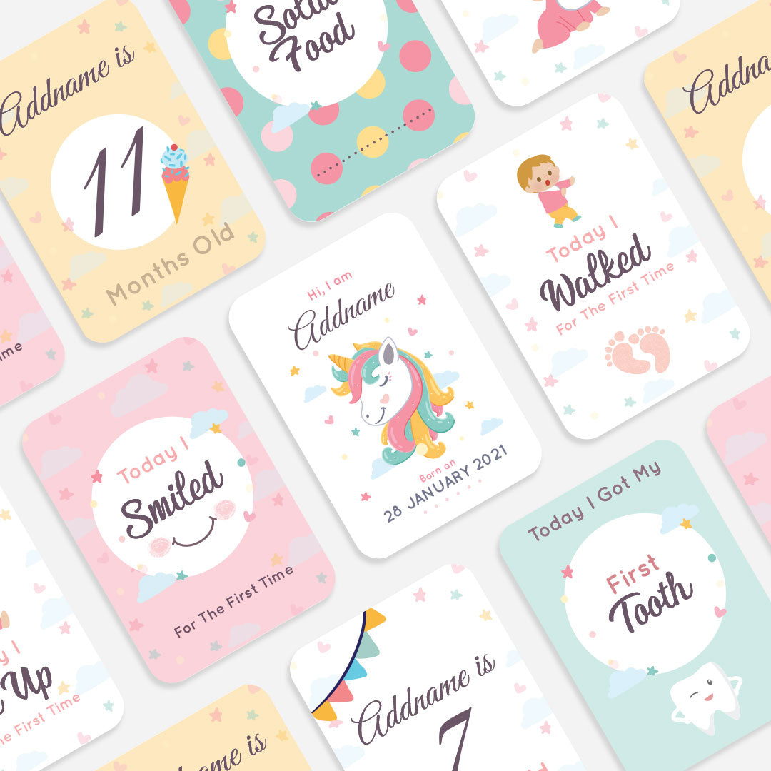 Unicorn Personalised Baby Milestone Cards