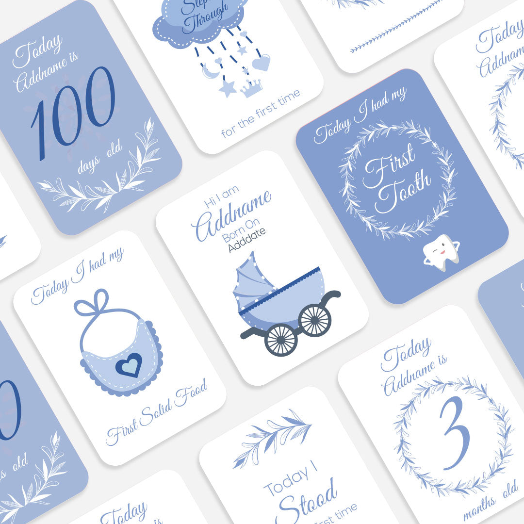 Wreath Boy Personalised Baby Milestone Cards