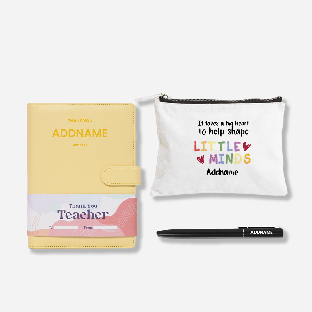 Teacher Appreciation Gift Set - Lemon Notebook with Pen and Zipper Pouch