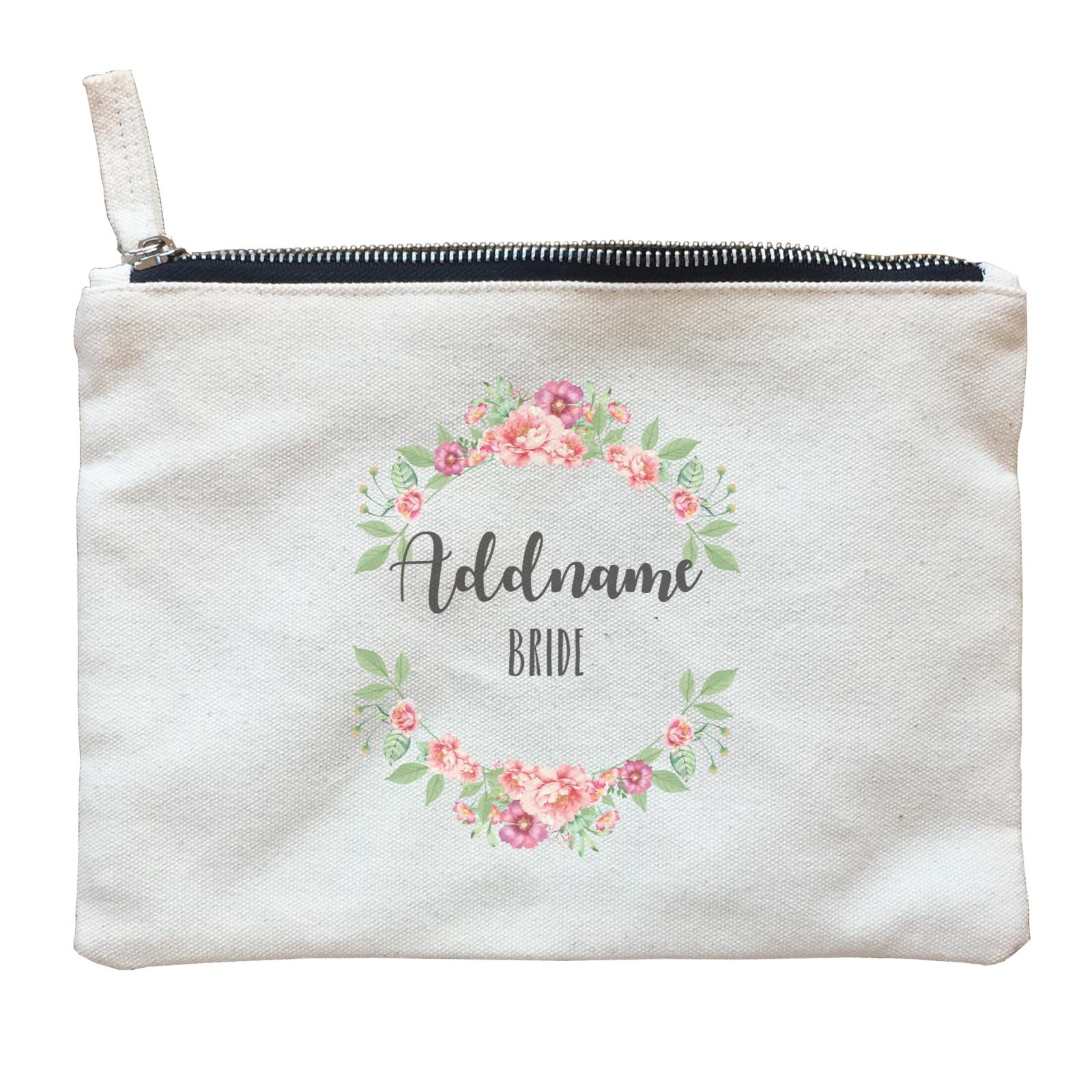 Bridesmaid Floral Sweet Coral Flower Wreath Bride Addname Zipper Pouch