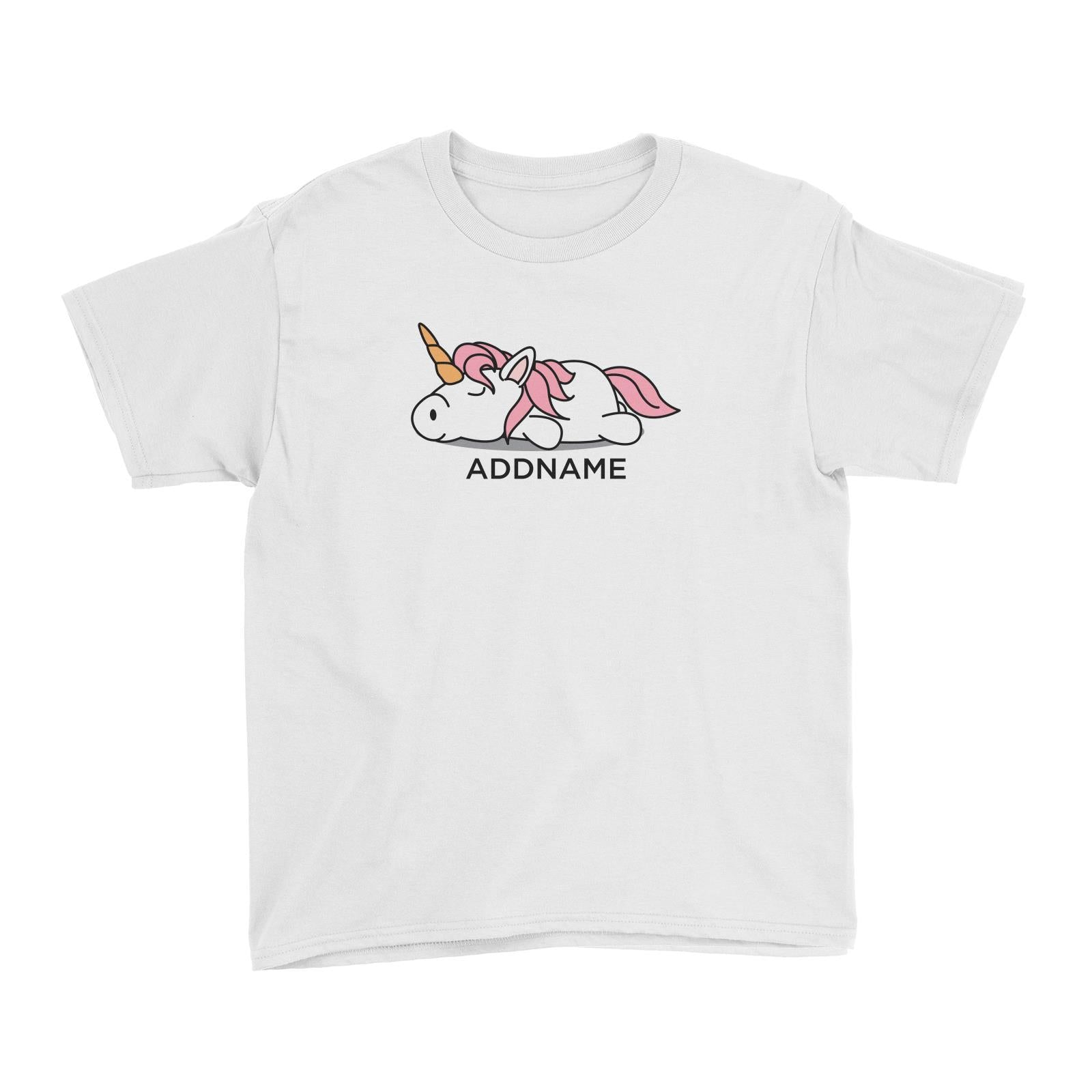 Lazy Pink Unicorn Addname Kid's T-Shirt