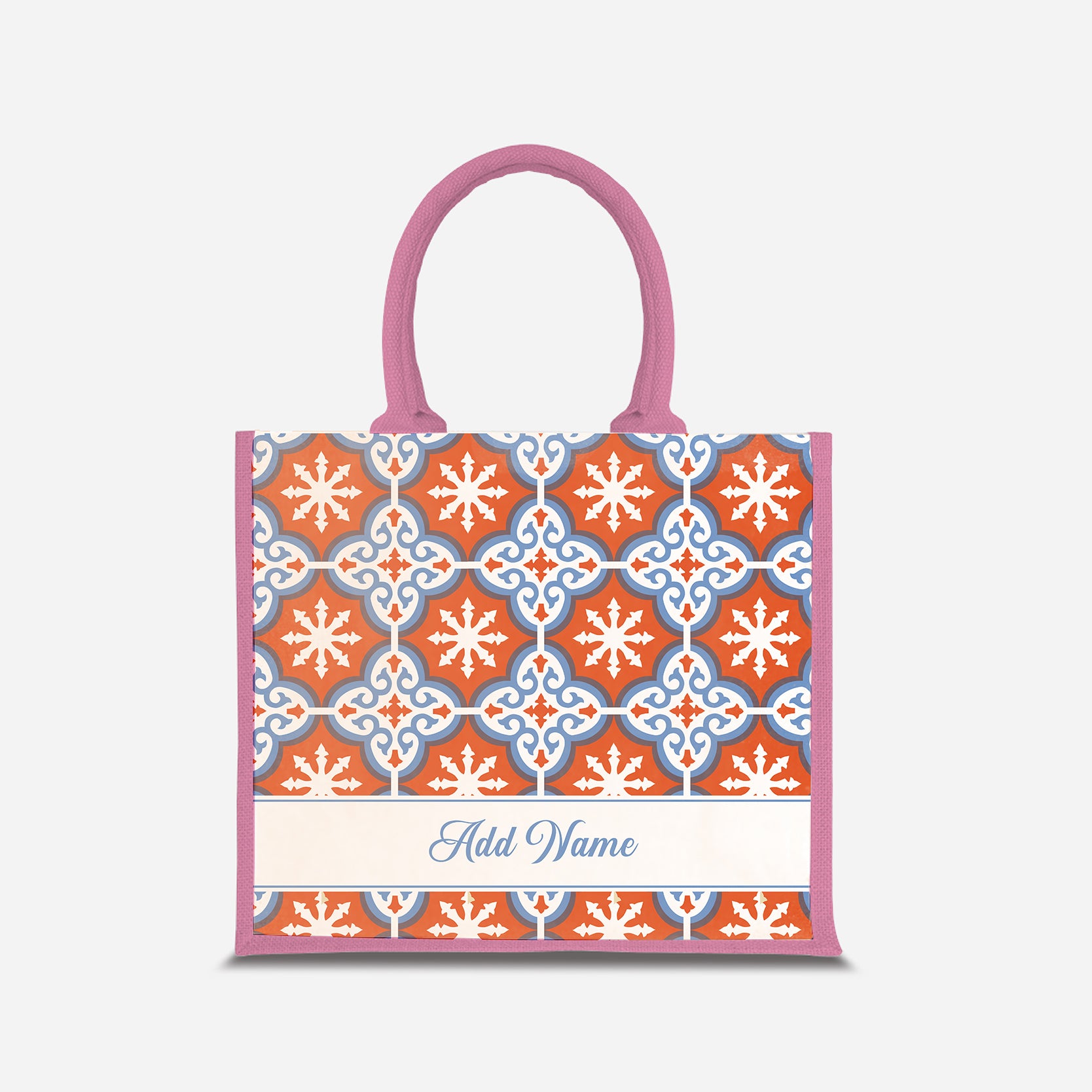 Moroccan Series Half Lining Jute Bag - Cherqi Light Pink