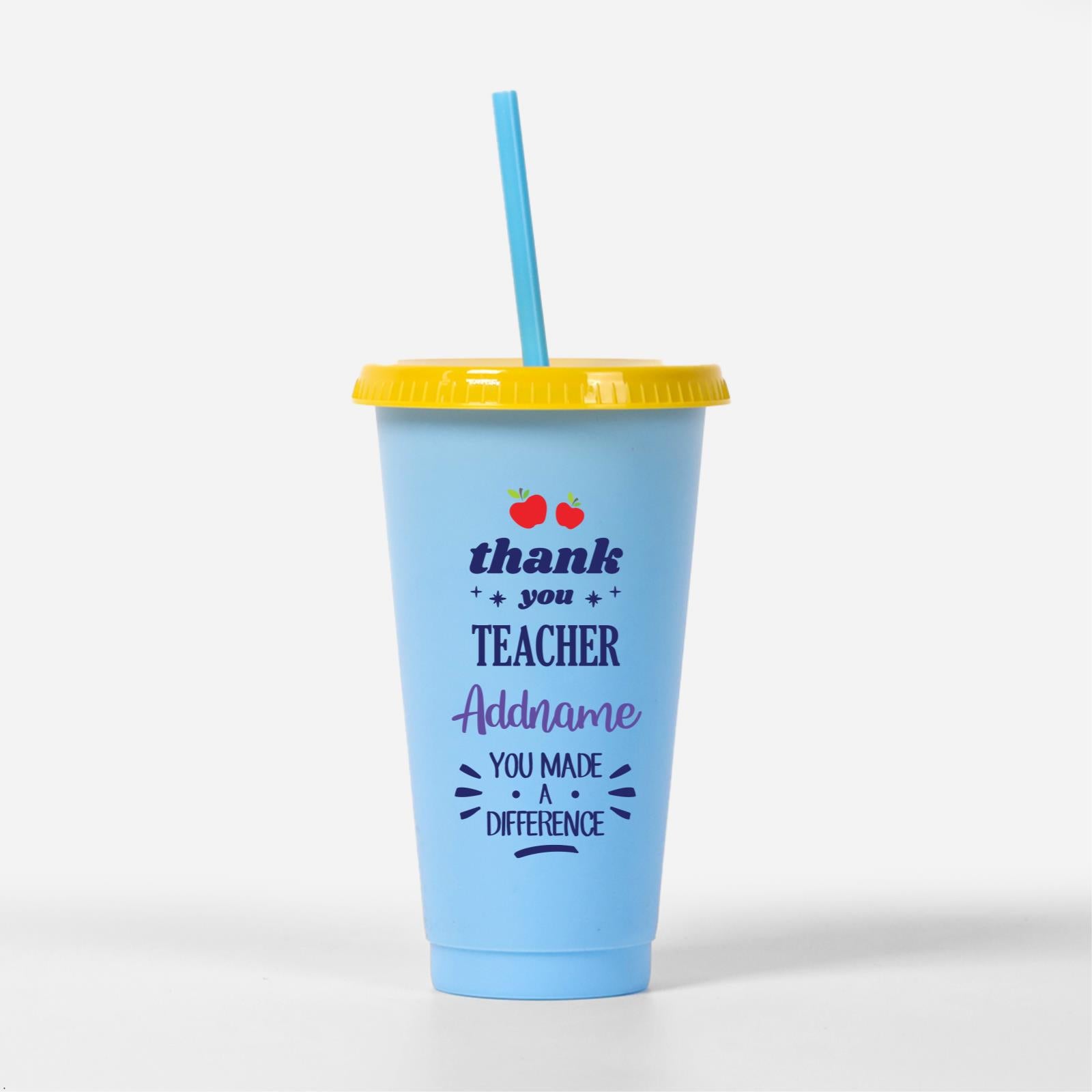 Thank You Teacher Addname You Made A Difference Quote - Light Blue Kori Cup