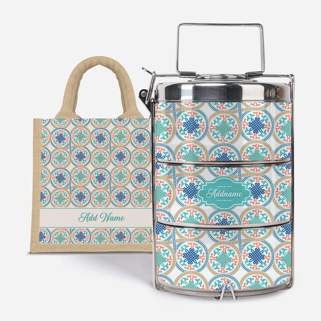 Moroccan Series Premium Tiffin With Half Lining Lunch Bag  - Chahid Natural