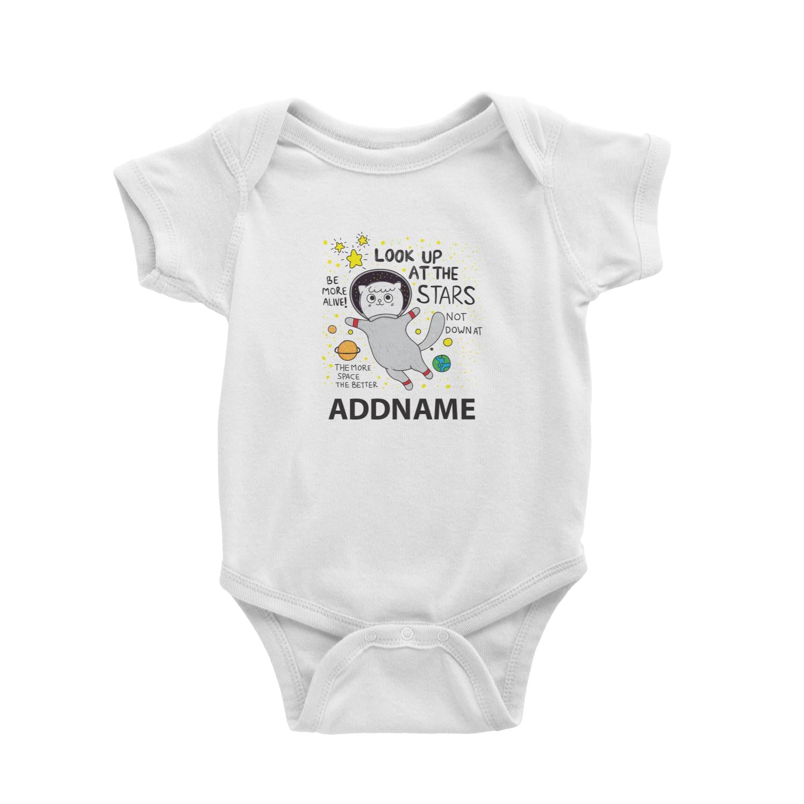 Cool Cute Animals Cats Look At The Stars Addname Baby Romper