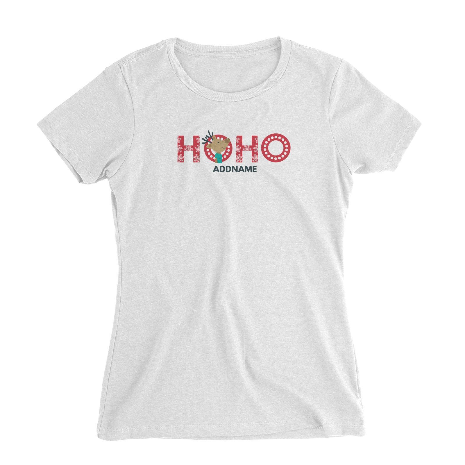 Christmas HOHO With Reindeer Addname Women Slim Fit T-Shirt