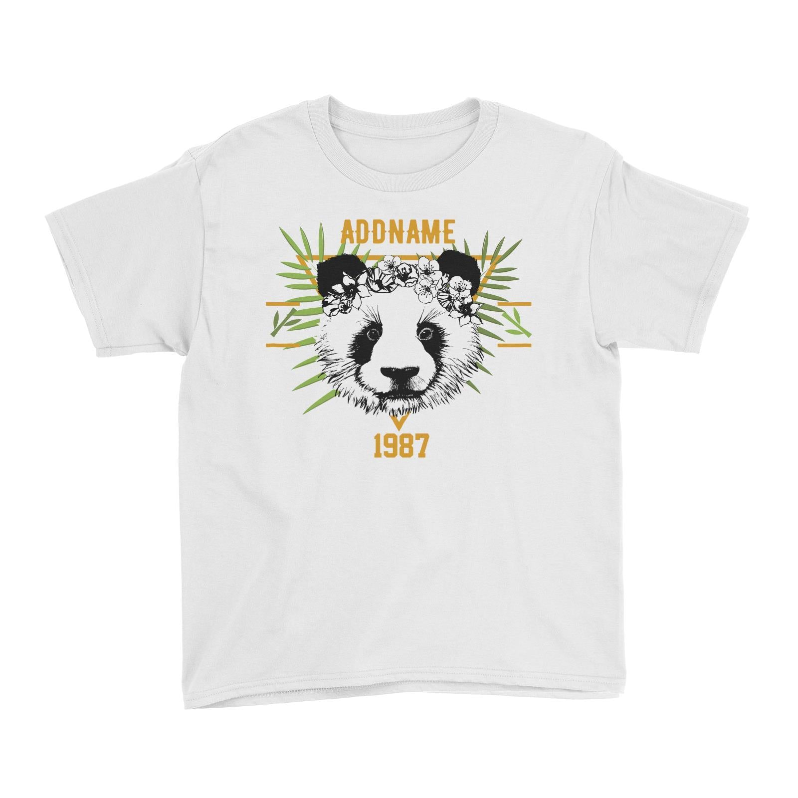 Jersey Panda With Flower Personalizable with Name and Year Kid's T-Shirt