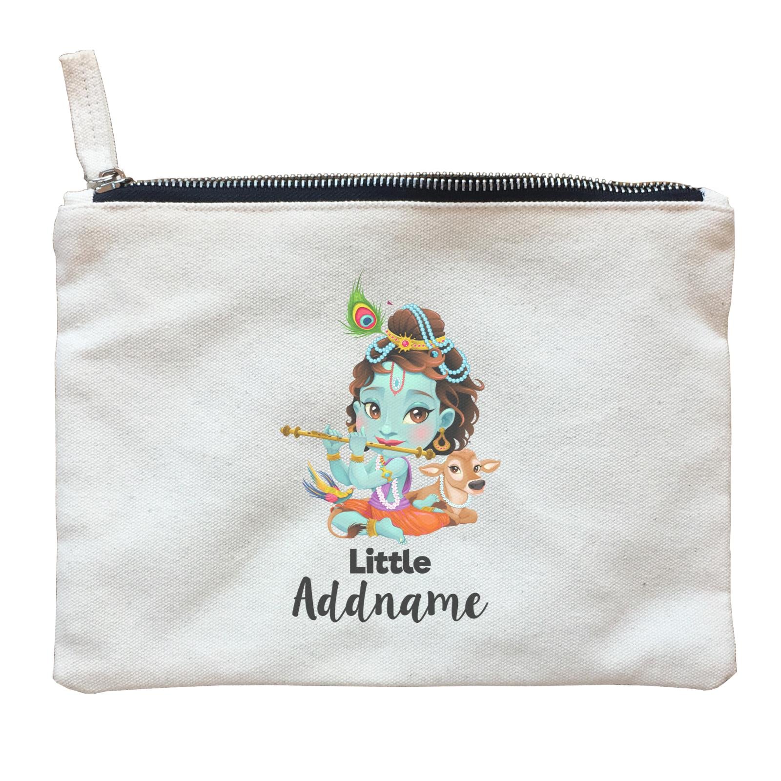 Artistic Krishna Playing Flute with Cow Little Addname Zipper Pouch