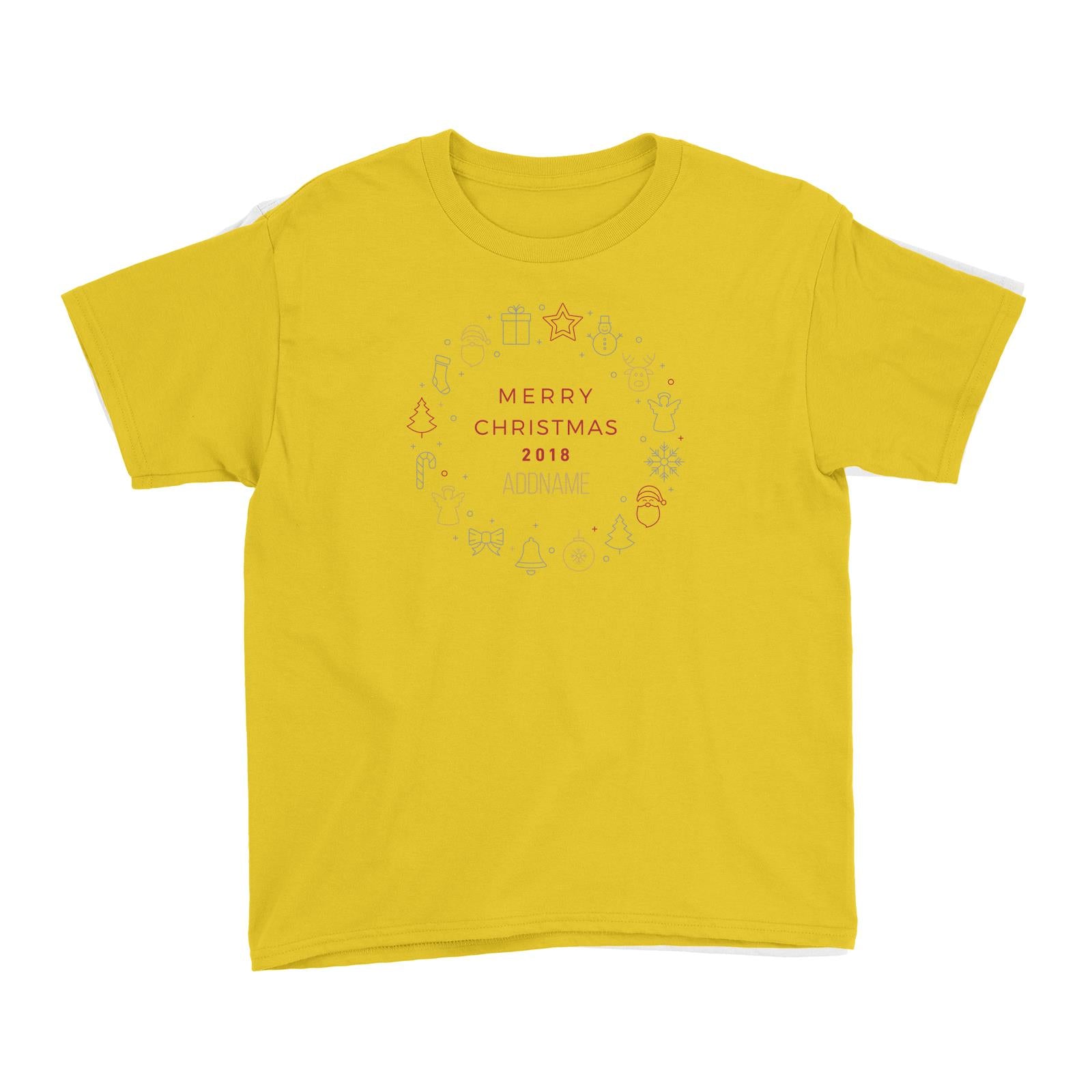 Christmas Minimalist Frame 2018 Addname Kid's T-Shirt