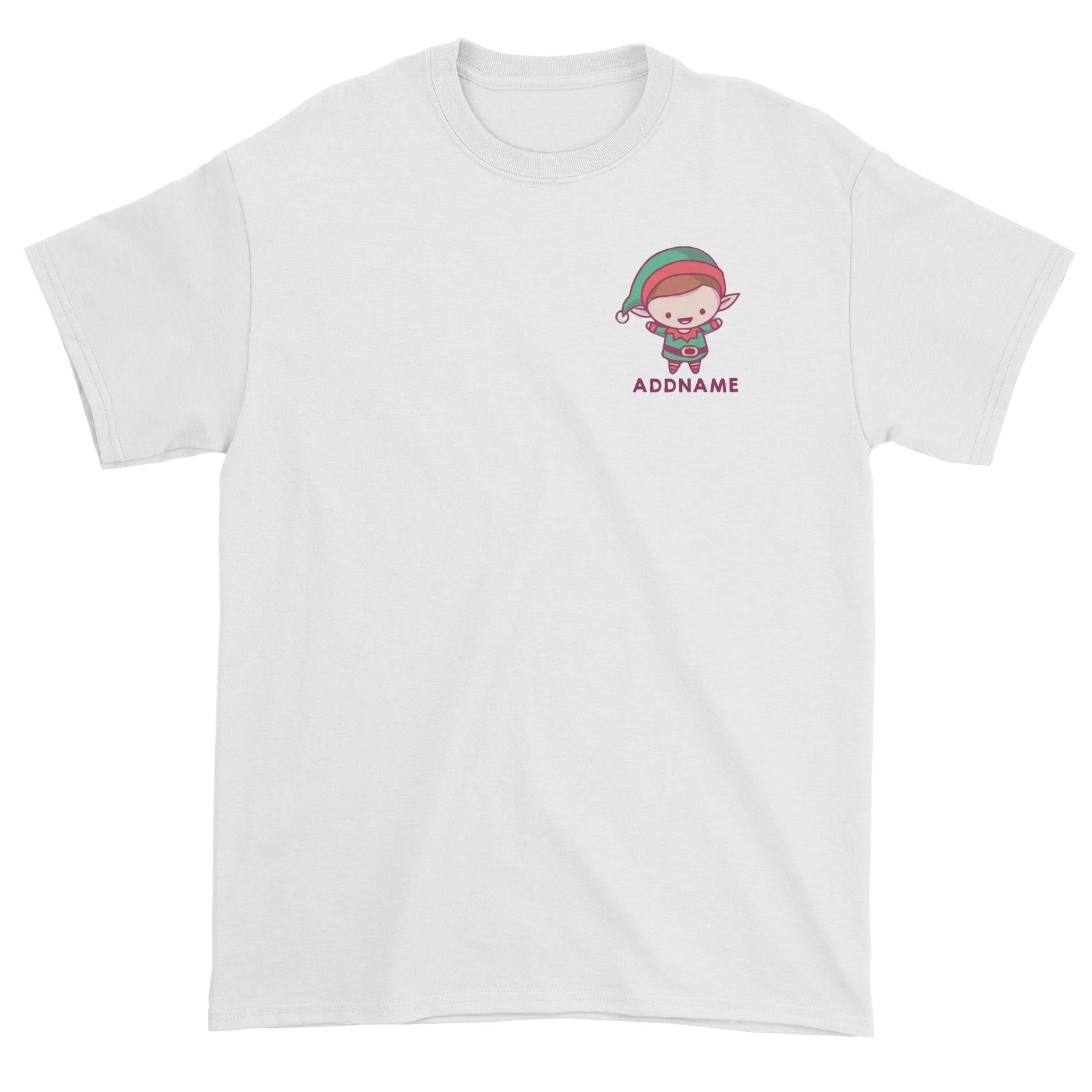 Christmas Cute Pocket Elf Addname Unisex T-Shirt