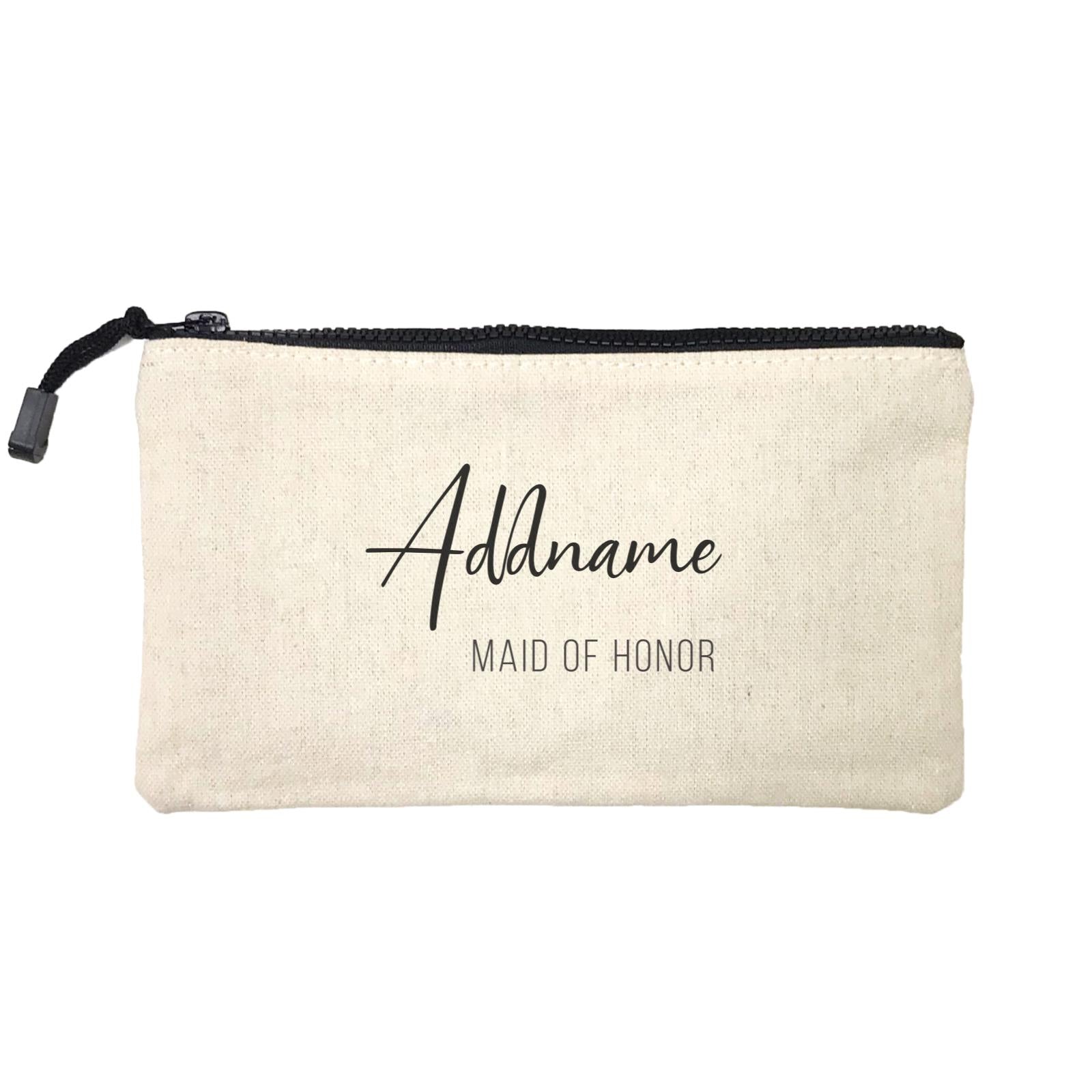 Bridesmaid Calligraphy Addname Modern Maid Of Honour Mini Accessories Stationery Pouch