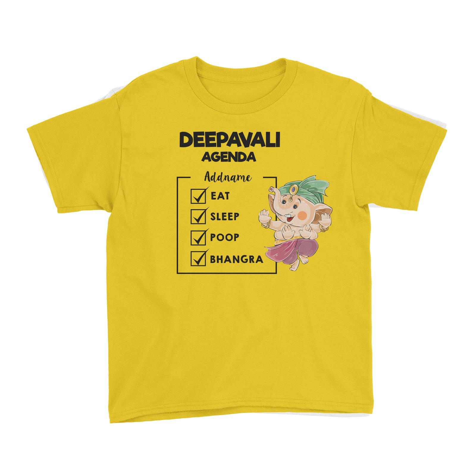 Cute Ganesha Dancing Bhangra Addname Deepavali Agenda Kid's T-Shirt