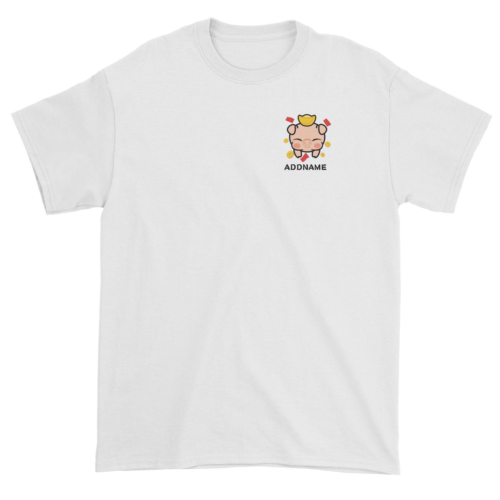 Prosperity Pig Baby Head with Gold Pocket Design Unisex T-Shirt