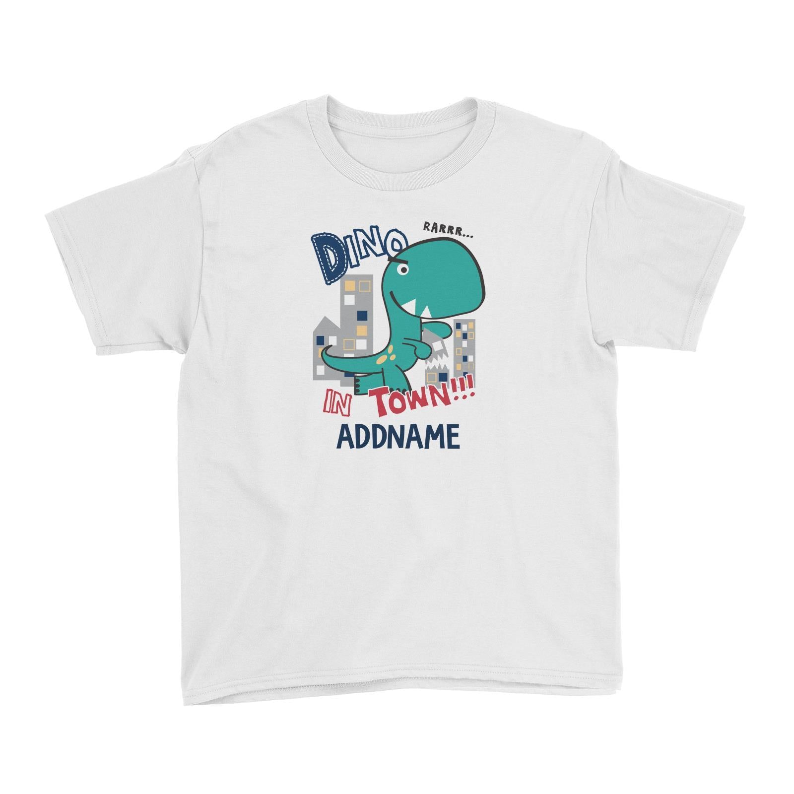 Cool Vibrant Series Dino In Town Addname Kid's T-Shirt