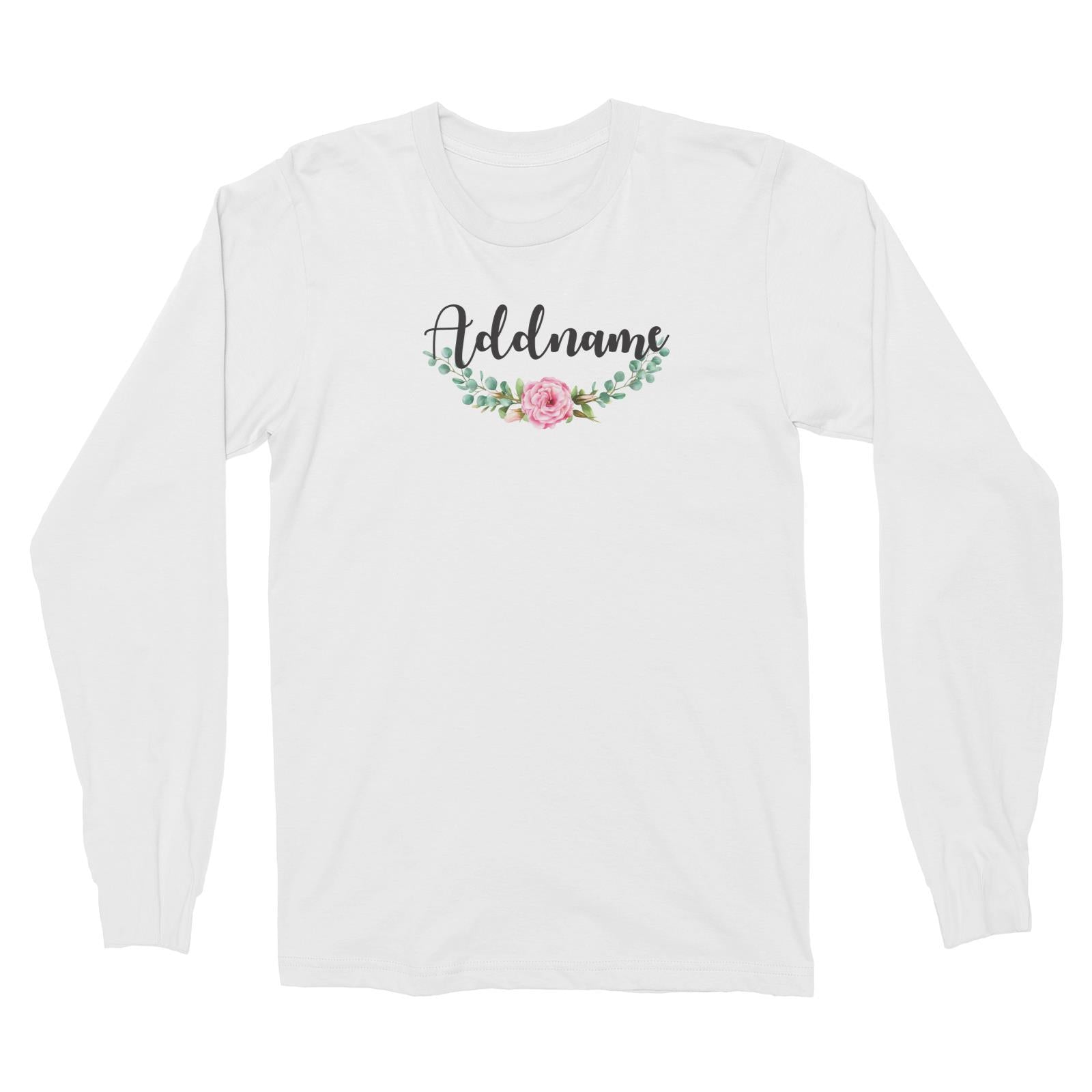 Bridesmaid Floral Modern Pink Flowers Addname Long Sleeve Unisex T-Shirt