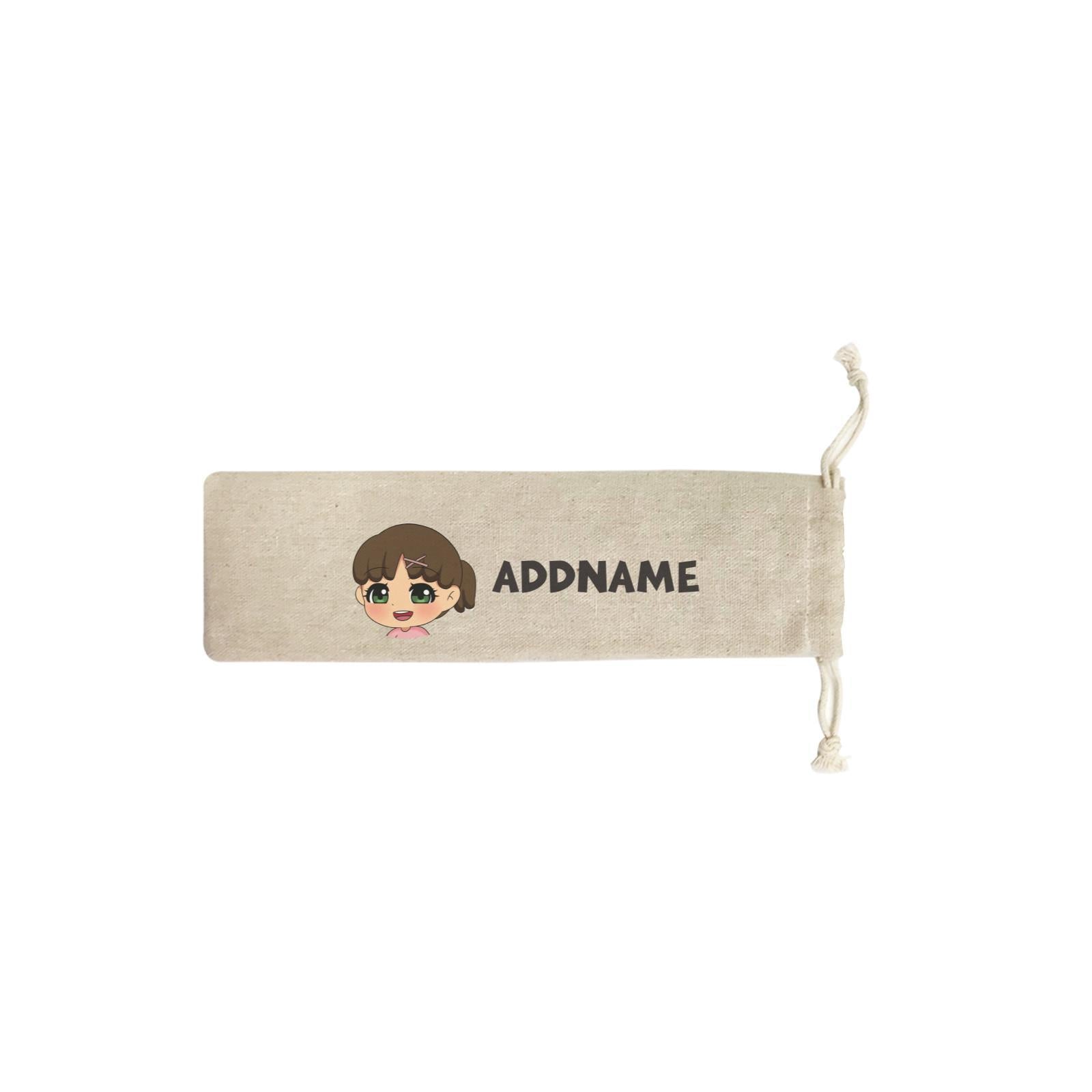 Children's Day Gift Series Little Girl Facing Right Addname SB Straw Pouch (No Straws included)