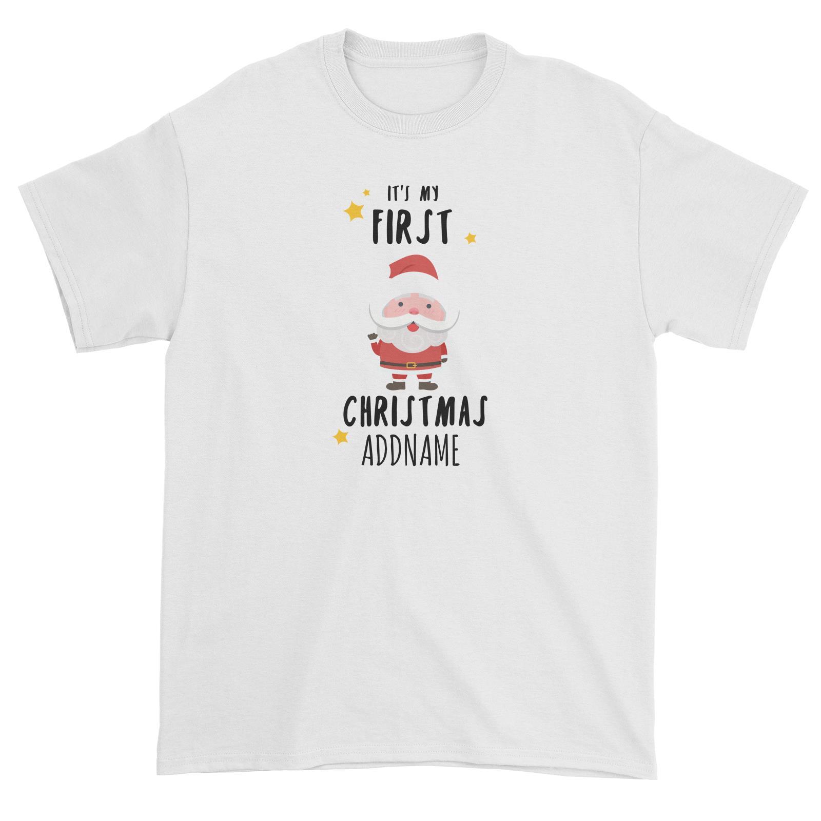 Cute Santa First Christmas Addname Unisex T-Shirt  Personalizable Designs