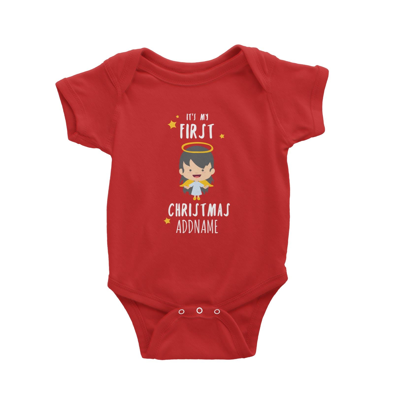 Cute Girl Angel First Christmas Addname Baby Romper  Personalizable Designs