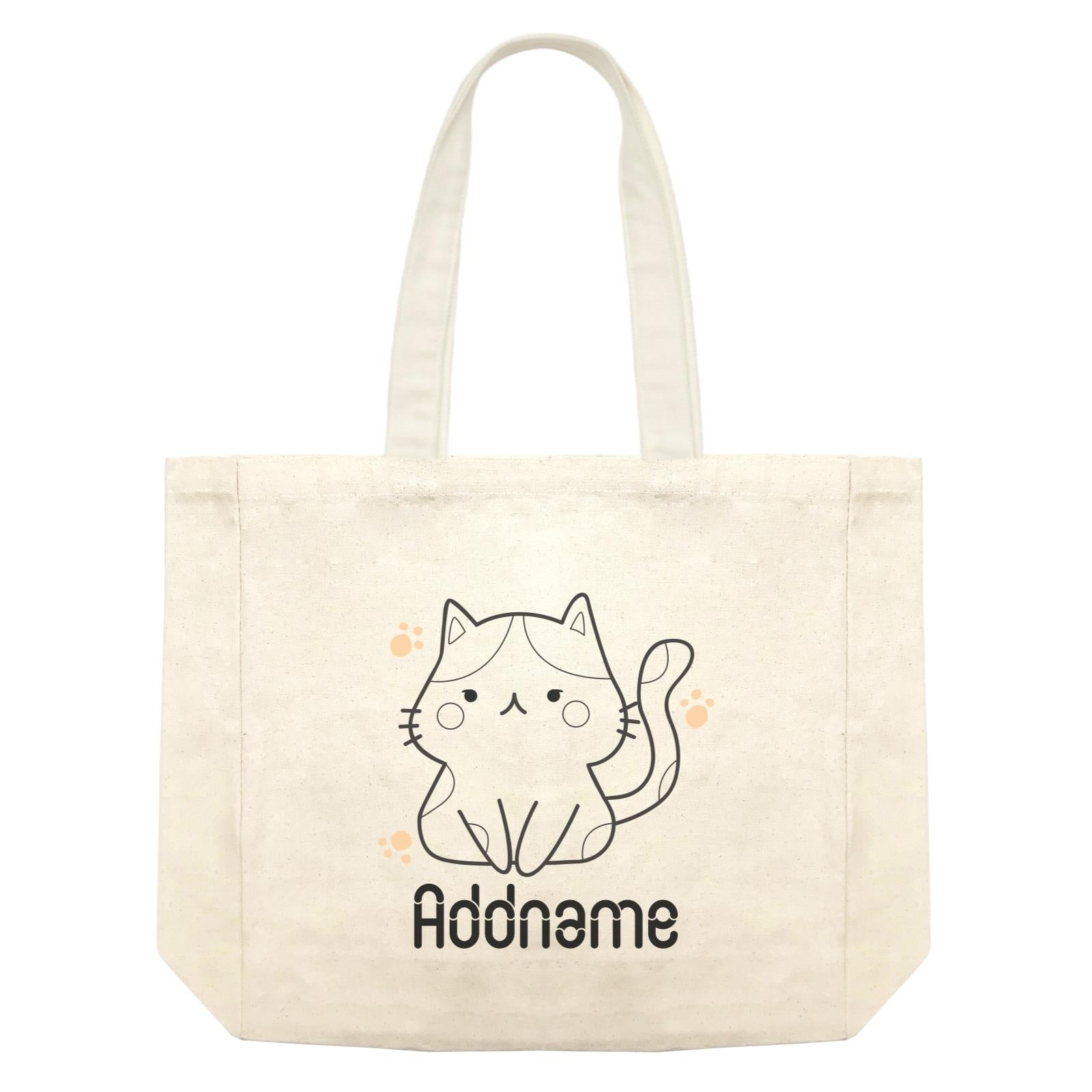 Coloring Outline Cute Hand Drawn Animals Cats Cat Addname Shopping Bag