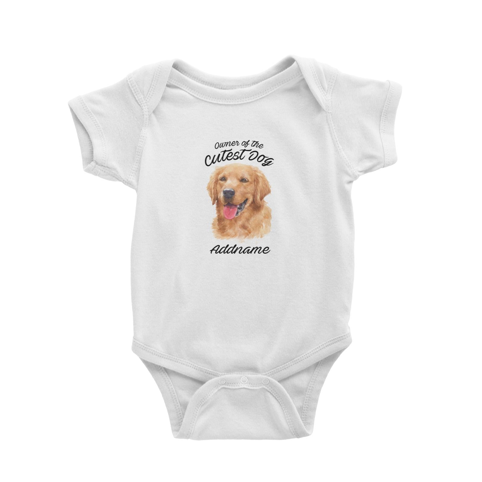 Watercolor Dog Owner Of The Cutest Dog Golden Retriever Addname Baby Romper