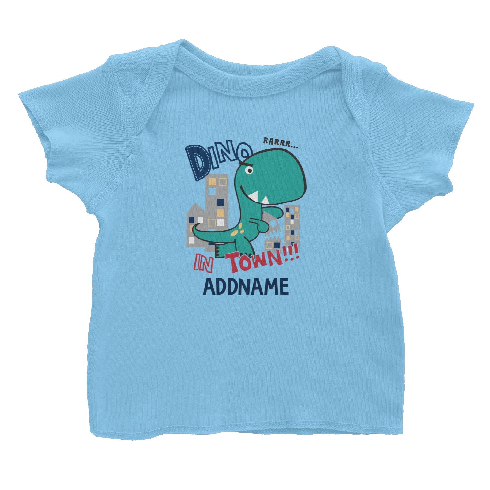 Cool Vibrant Series Dino In Town Addname Baby T-Shirt