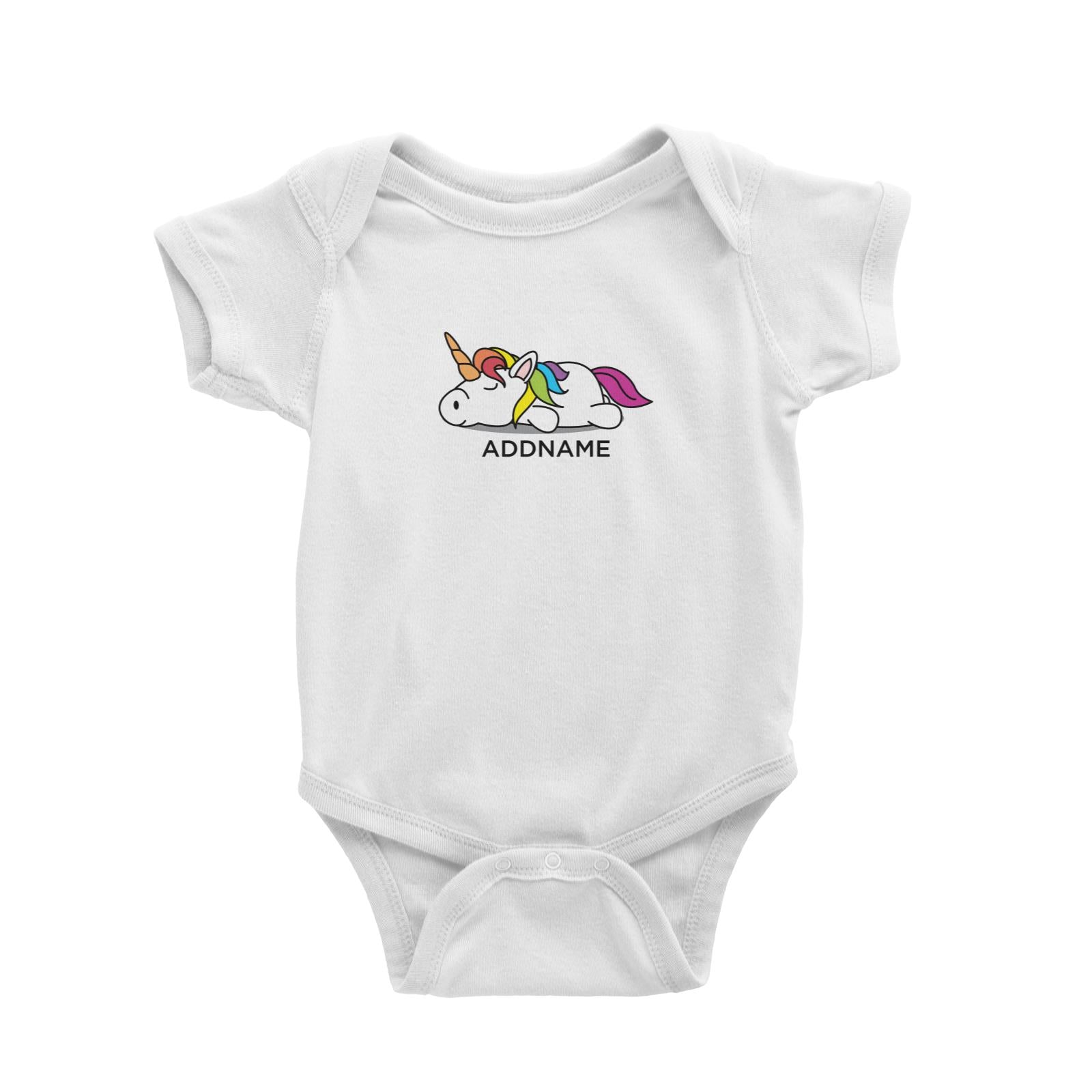 Lazy Colourful Unicorn Addname Baby Romper