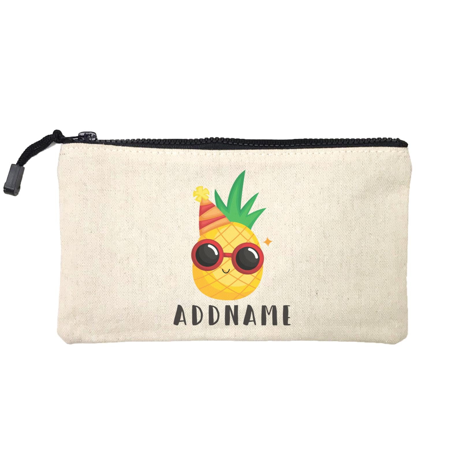 Birthday Hawaii Cool Pineapple Wearing Glasses And Party Hat Addname Mini Accessories Stationery Pouch