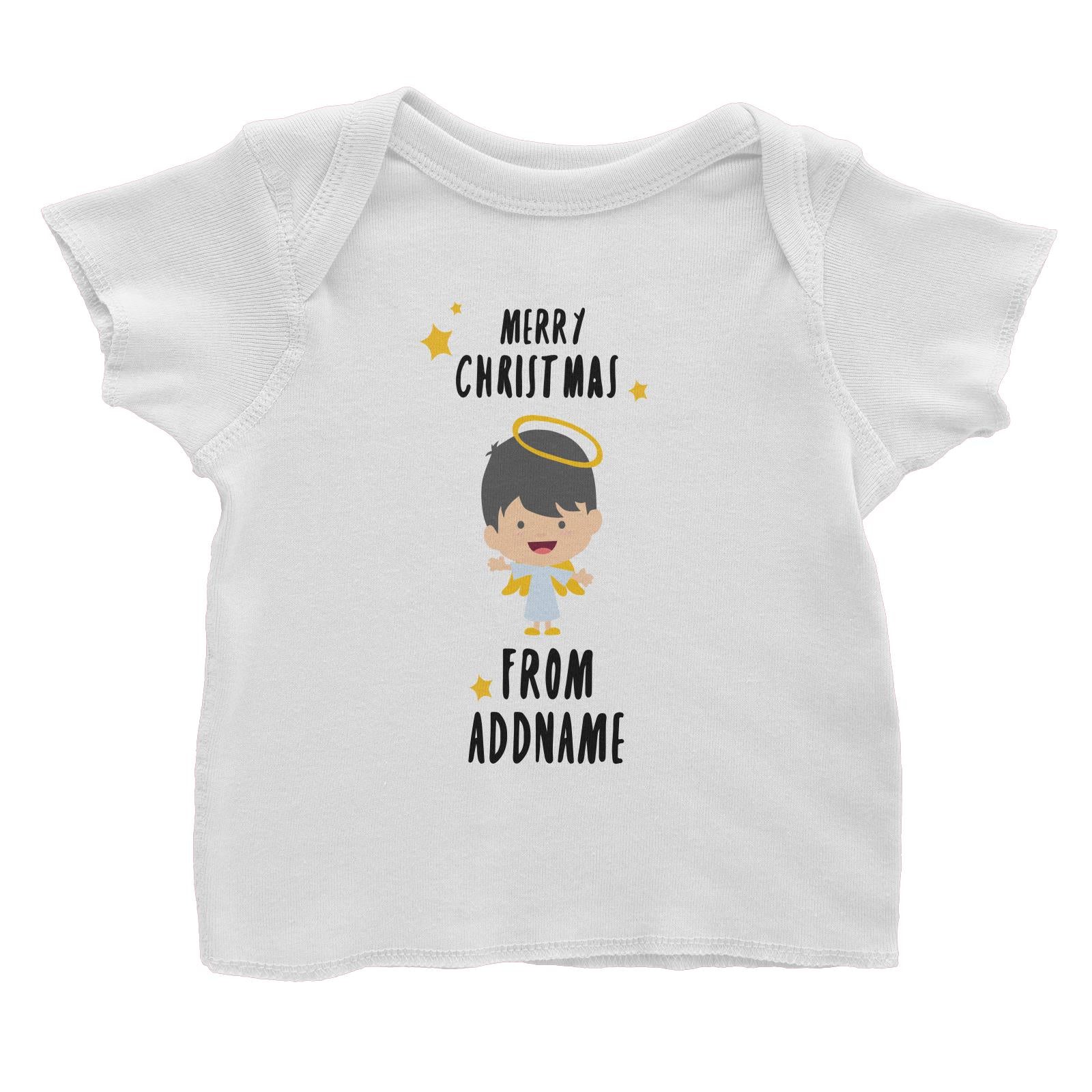 Cute Boy Angel Merry Christmas Addname Baby T-Shirt  Personalizable Designs Matching Family