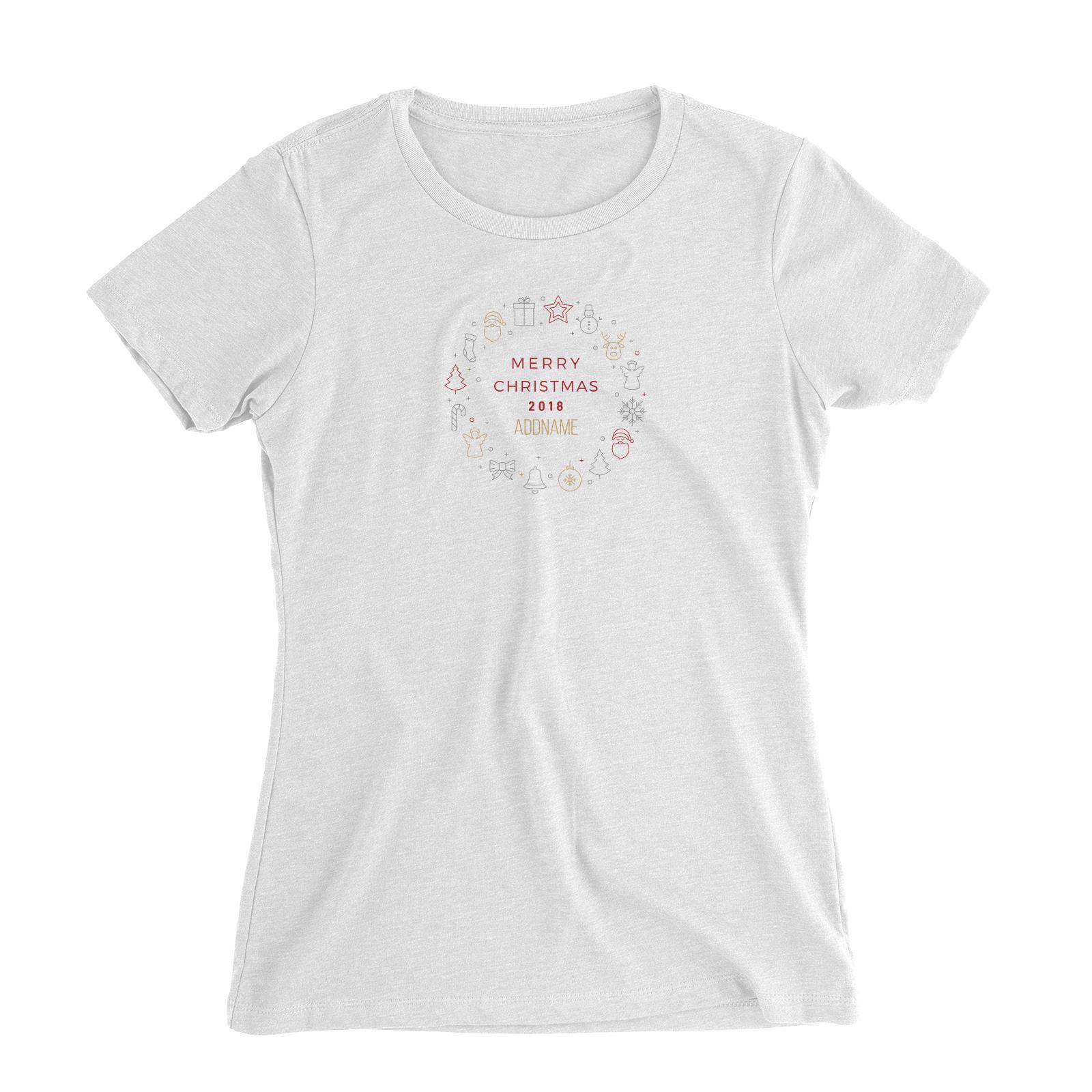 Christmas Minimalist Frame 2018 Addname Women Slim Fit T-Shirt