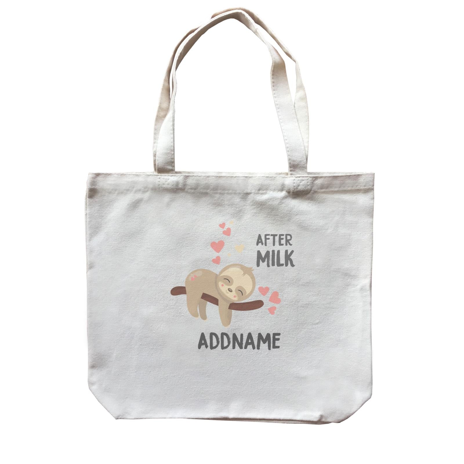 Cute Sloth After Milk Addname Canvas Bag