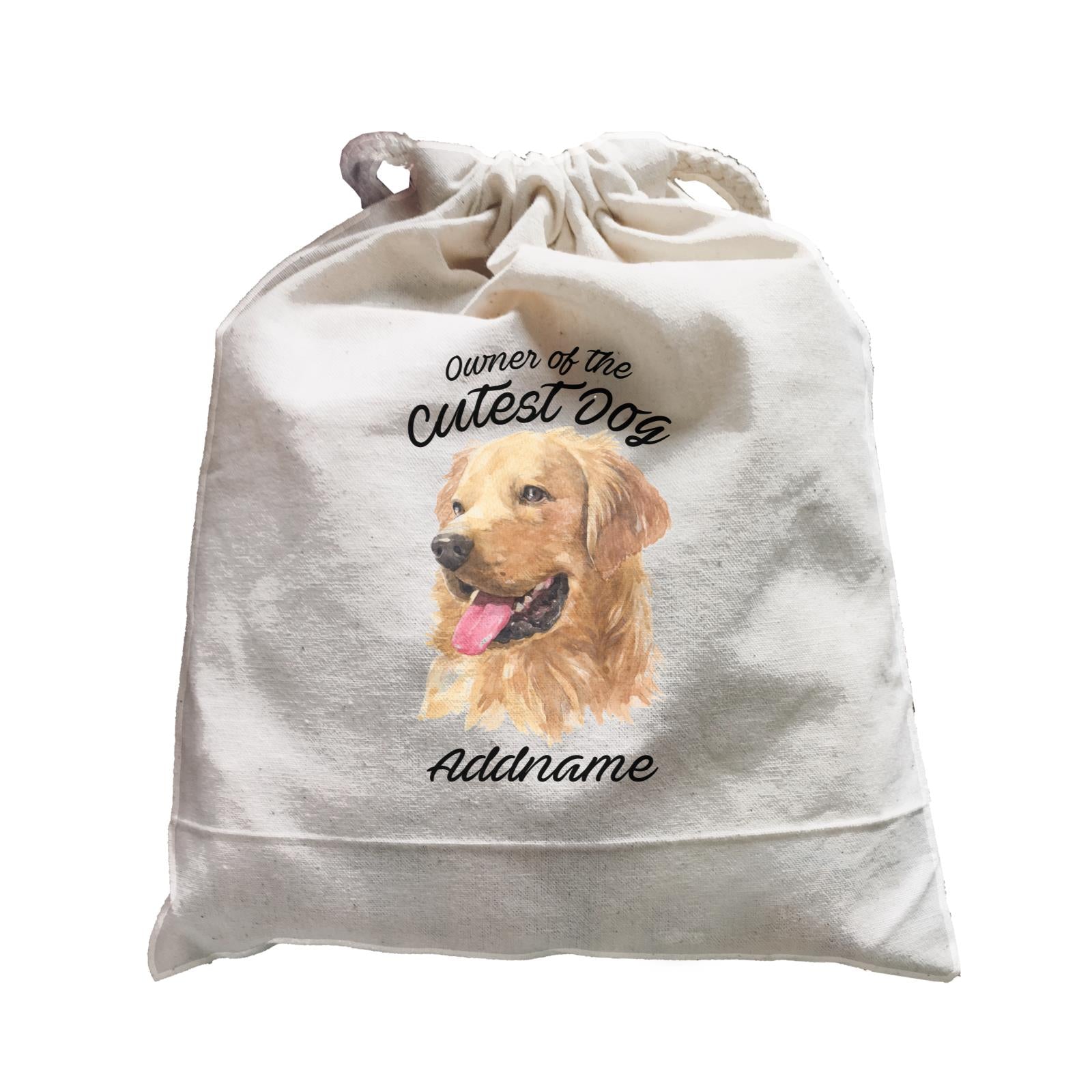 Watercolor Dog Owner Of The Cutest Dog Golden Retriever Left Addname Satchel