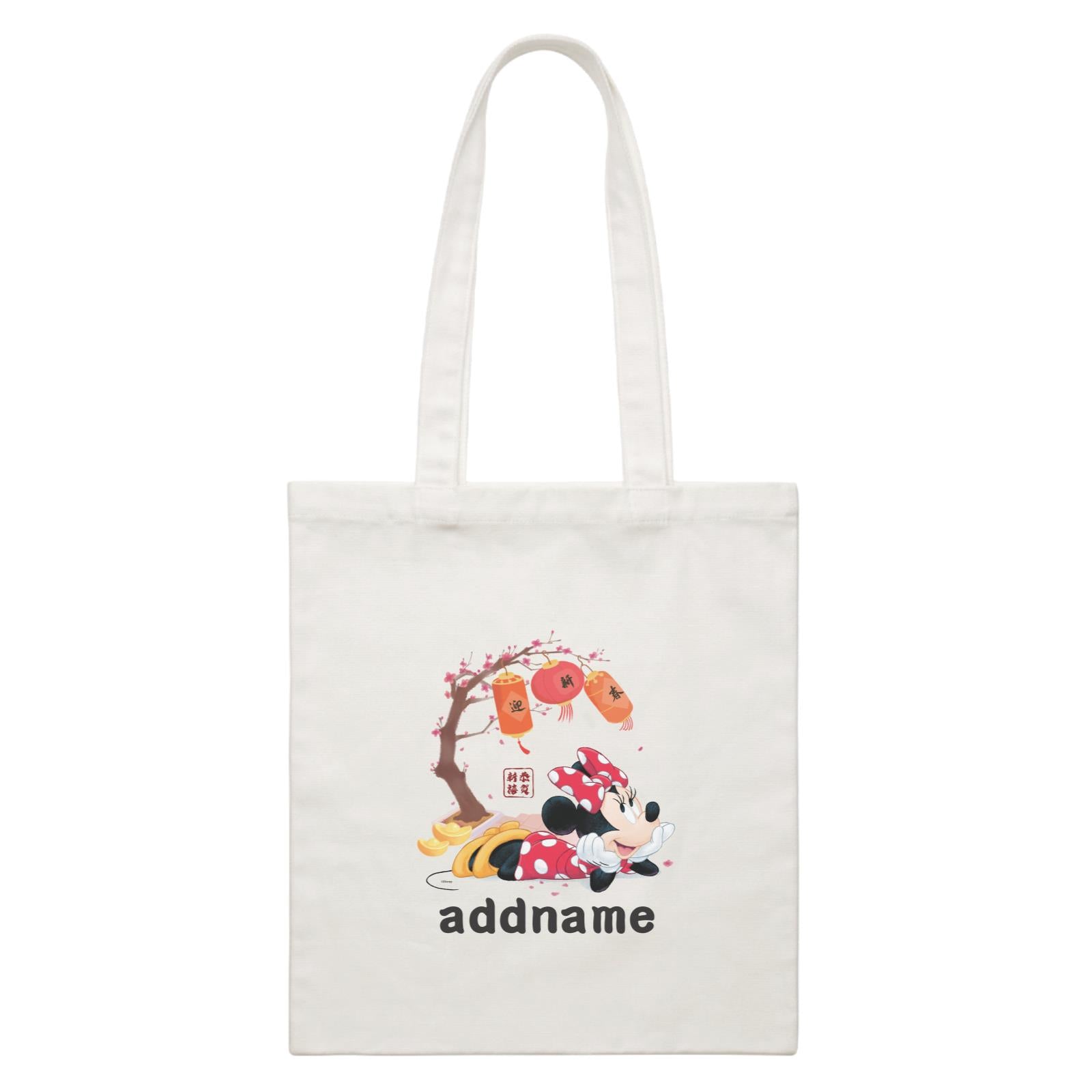 Disney CNY Minnie With Prosperity Elements Personalised CBR White Canvas Bag