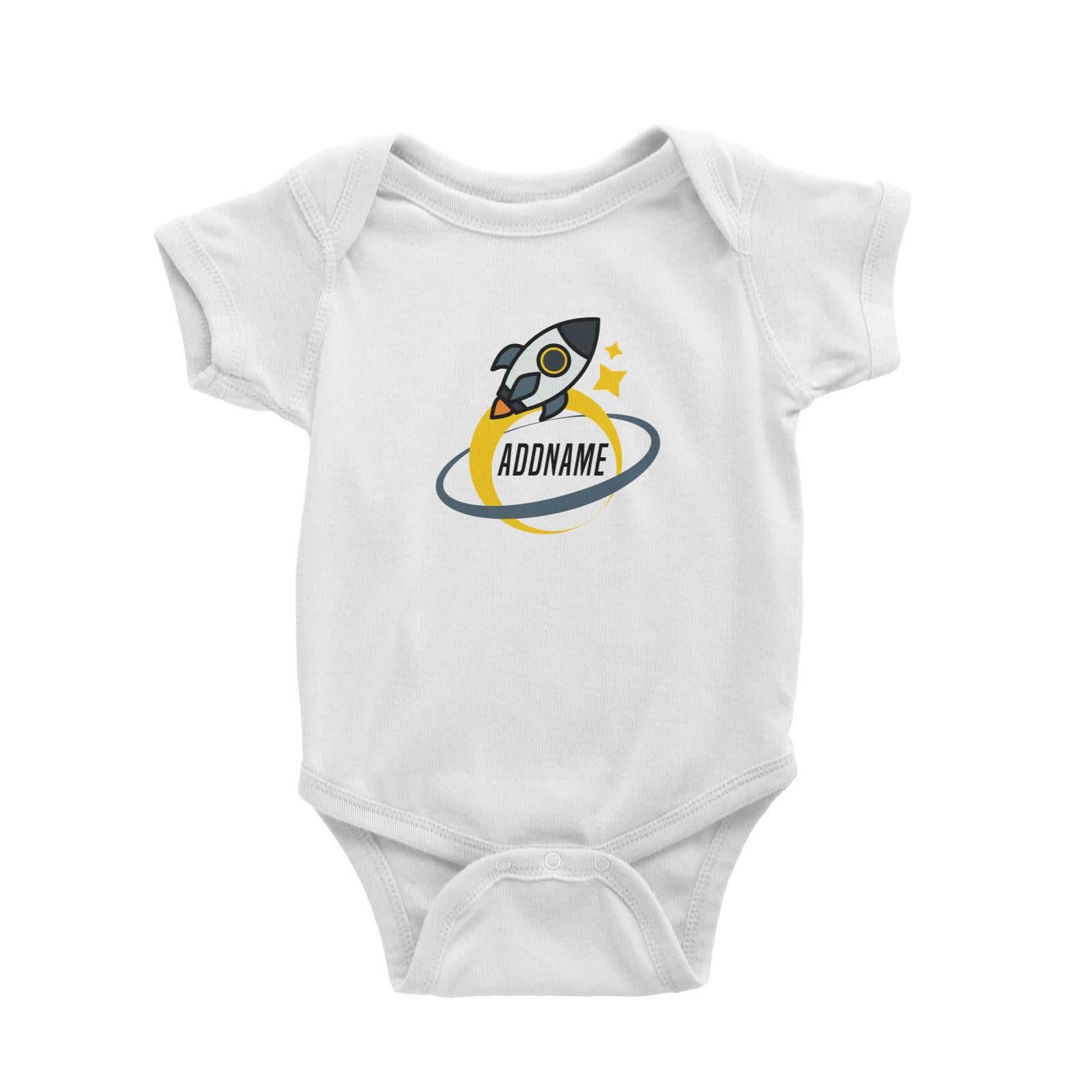 Birthday Rocket To Galaxy Moon And Star Addname Baby Romper