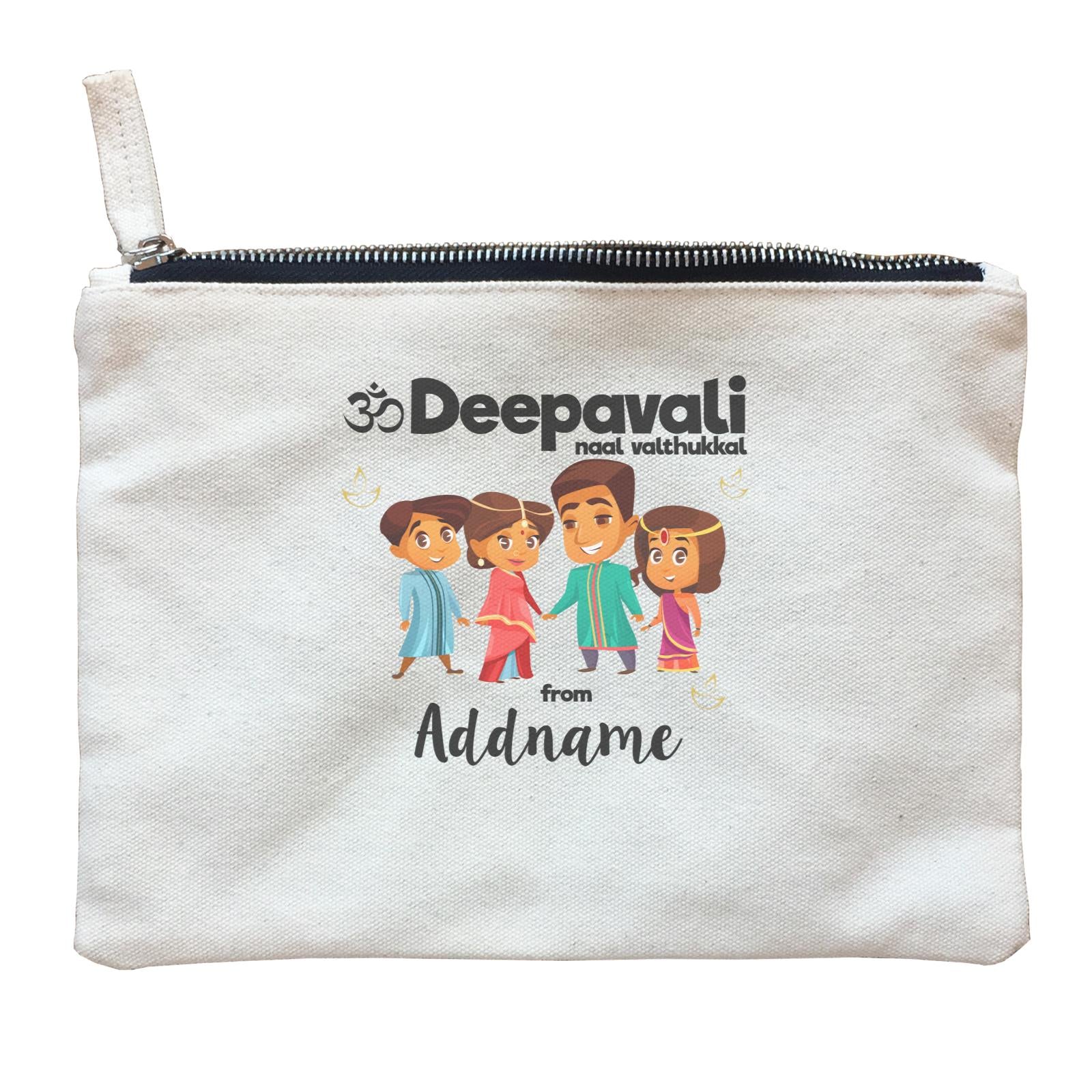 Cute Family Of Four OM Deepavali From Addname Zipper Pouch