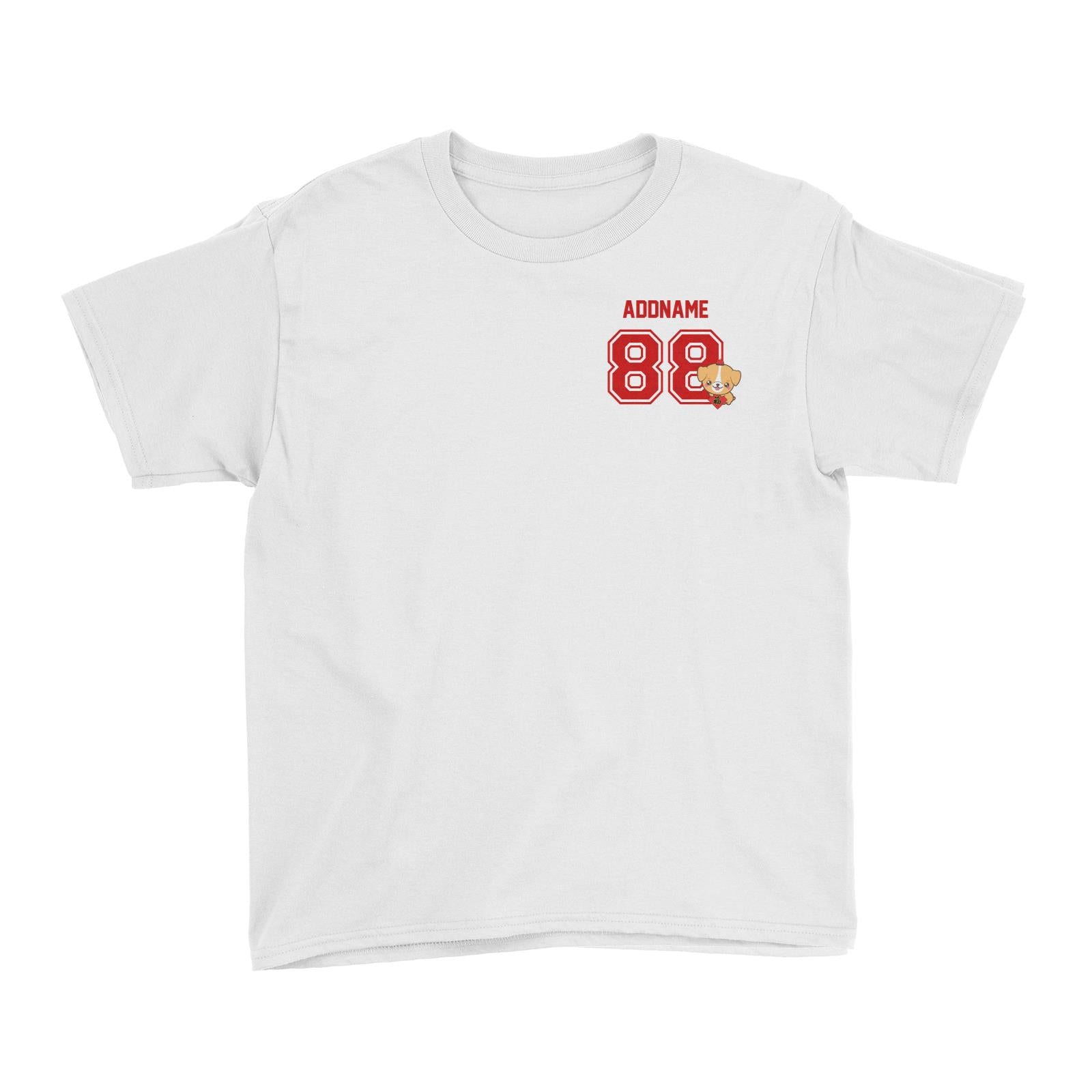Chinese New Year Lucky 88 Cute Dog Red Pattern Name and Number Pocket Kid's T-Shirt  Personalizable Designs