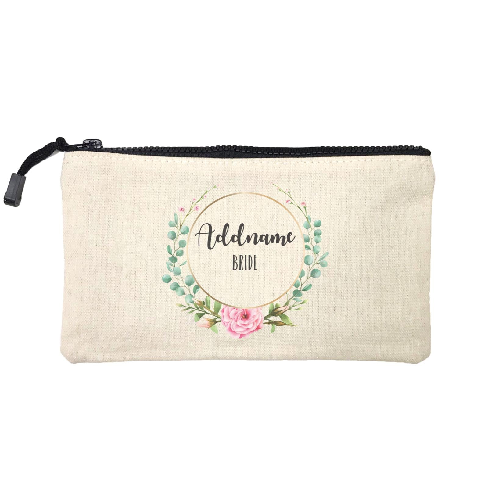 Bridesmaid Floral Modern Pink Flowers With Circle Bride Addname Mini Accessories Stationery Pouch