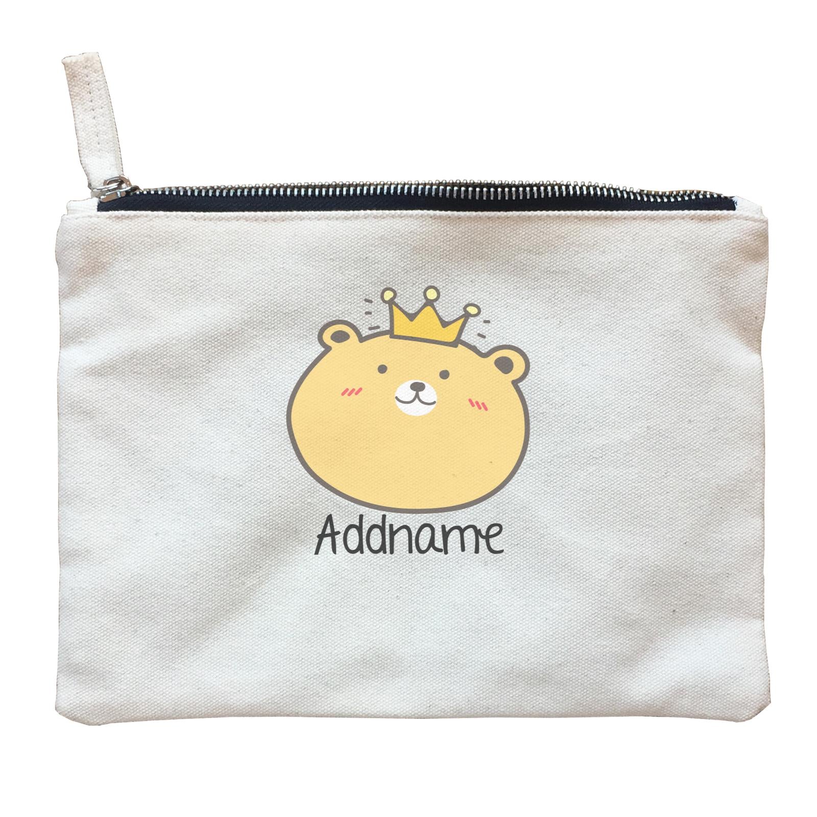 Cute Animals And Friends Series Cute Yellow Bear With Crown Addname Zipper Pouch