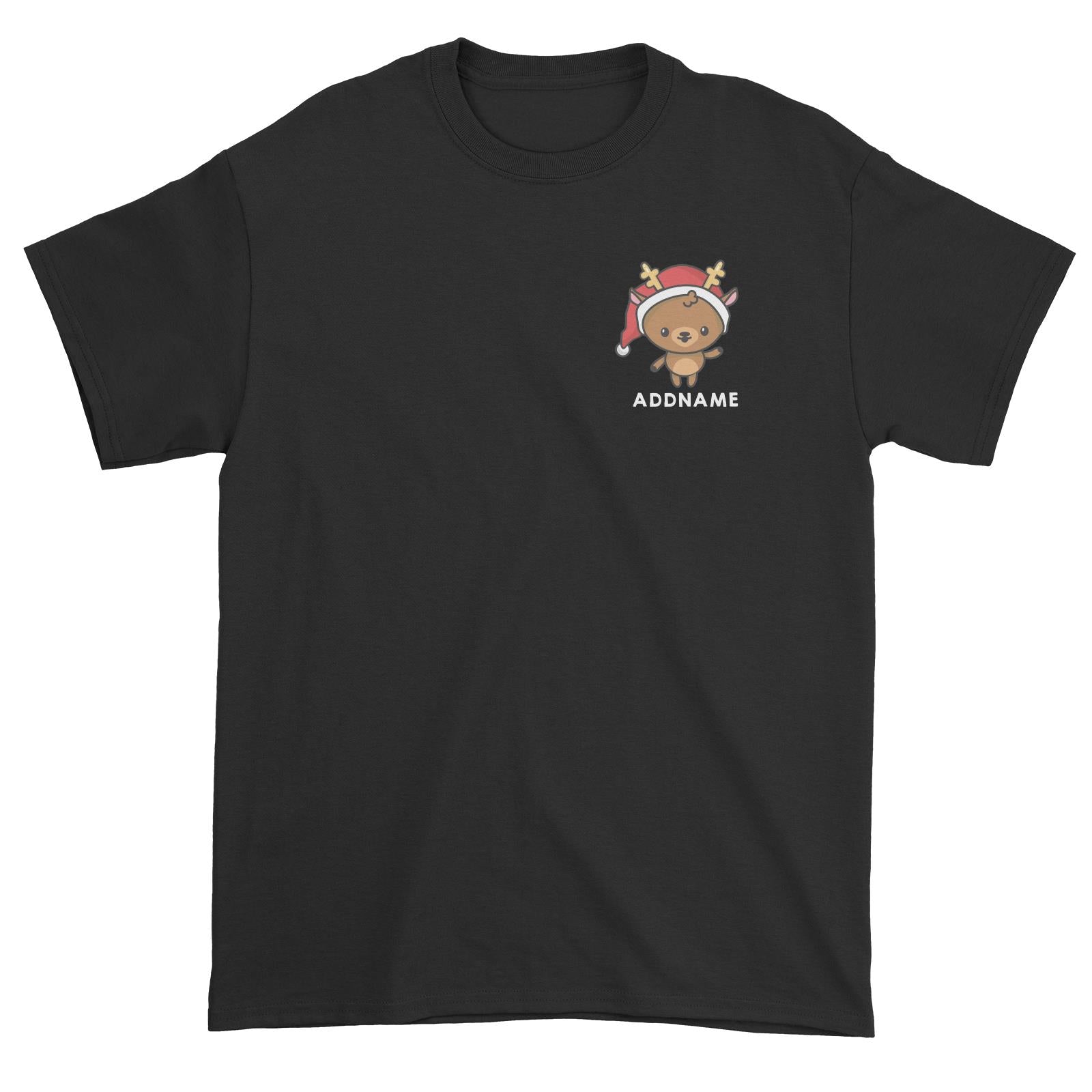 Christmas Cute Pocket Deer Addname Unisex T-Shirt
