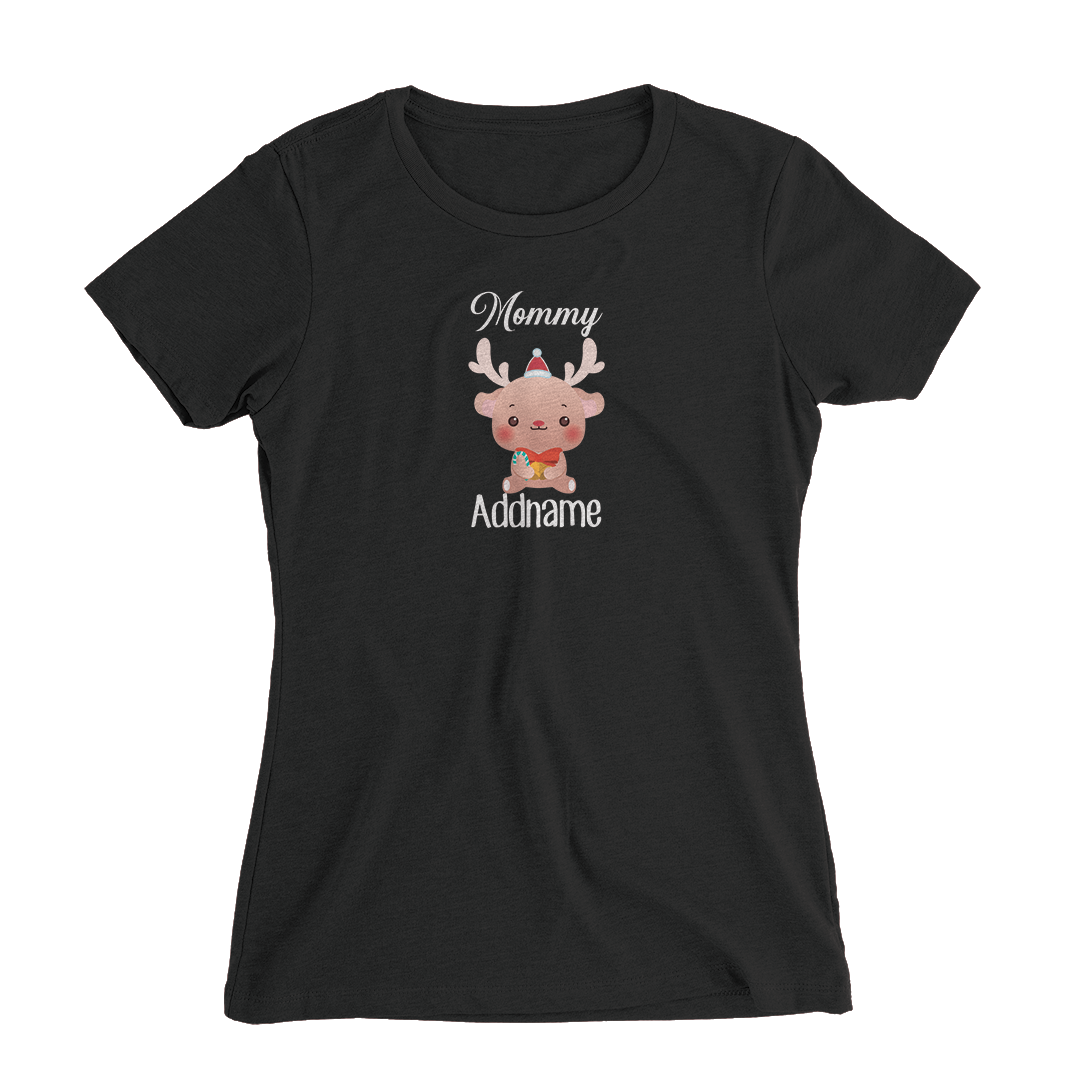 Christmas Cute Animal Series Mommy Deer Women's Slim Fit T-Shirt