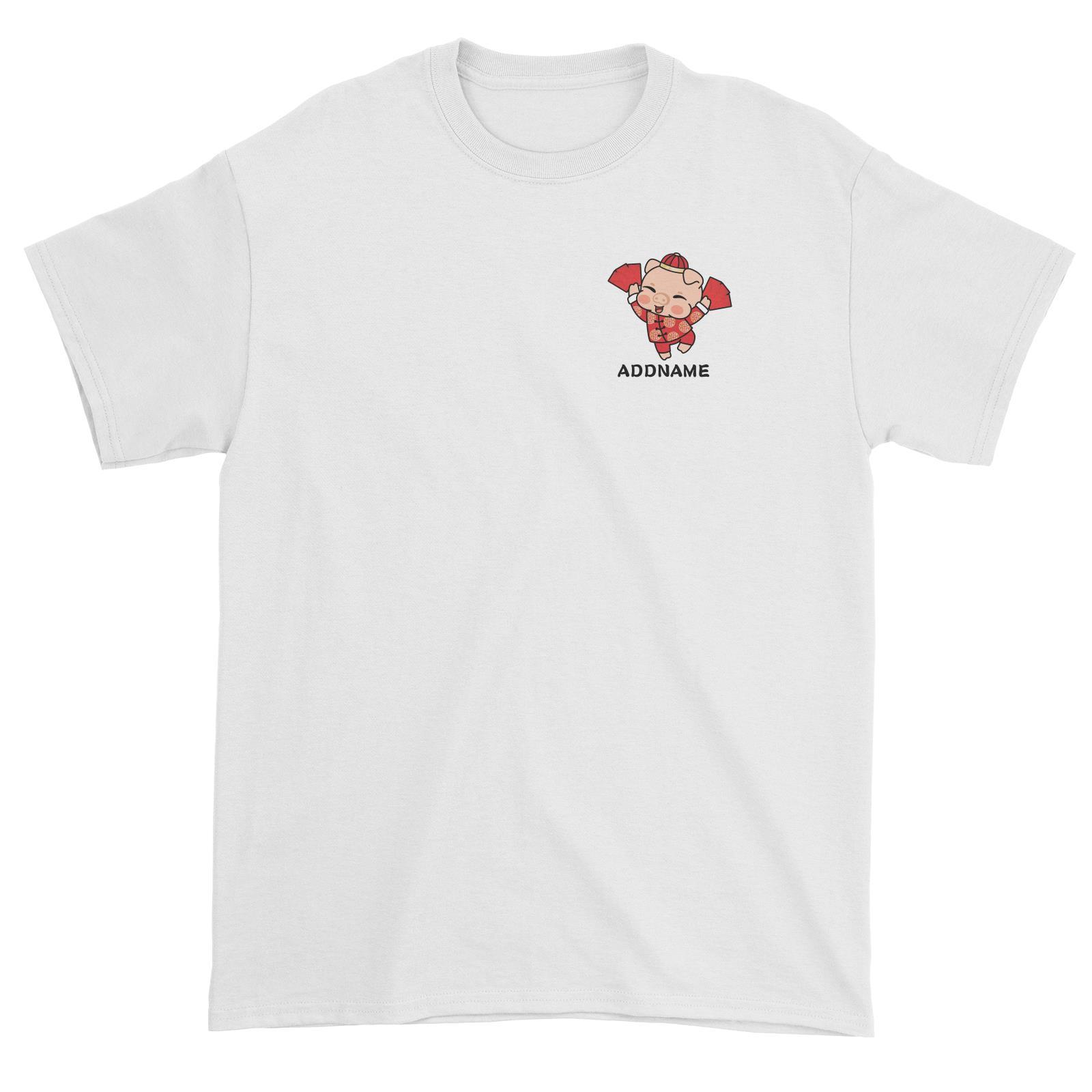Properity Pig Boy with Red Packets Pocket Design Unisex T-Shirt
