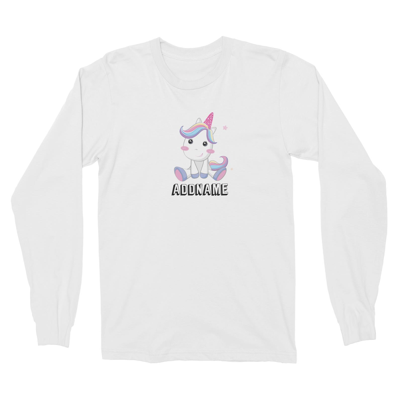 Birthday Unicorn Cute Looking Addname Long Sleeve Unisex T-Shirt