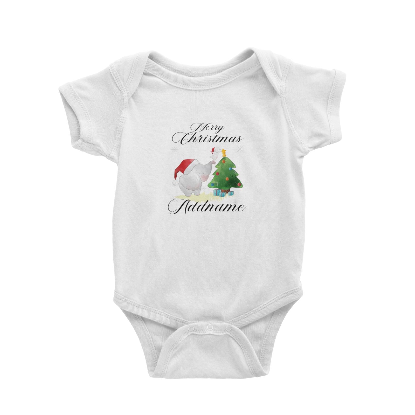 Christmas Cute Elephant Merry Christmas Addname Baby Romper