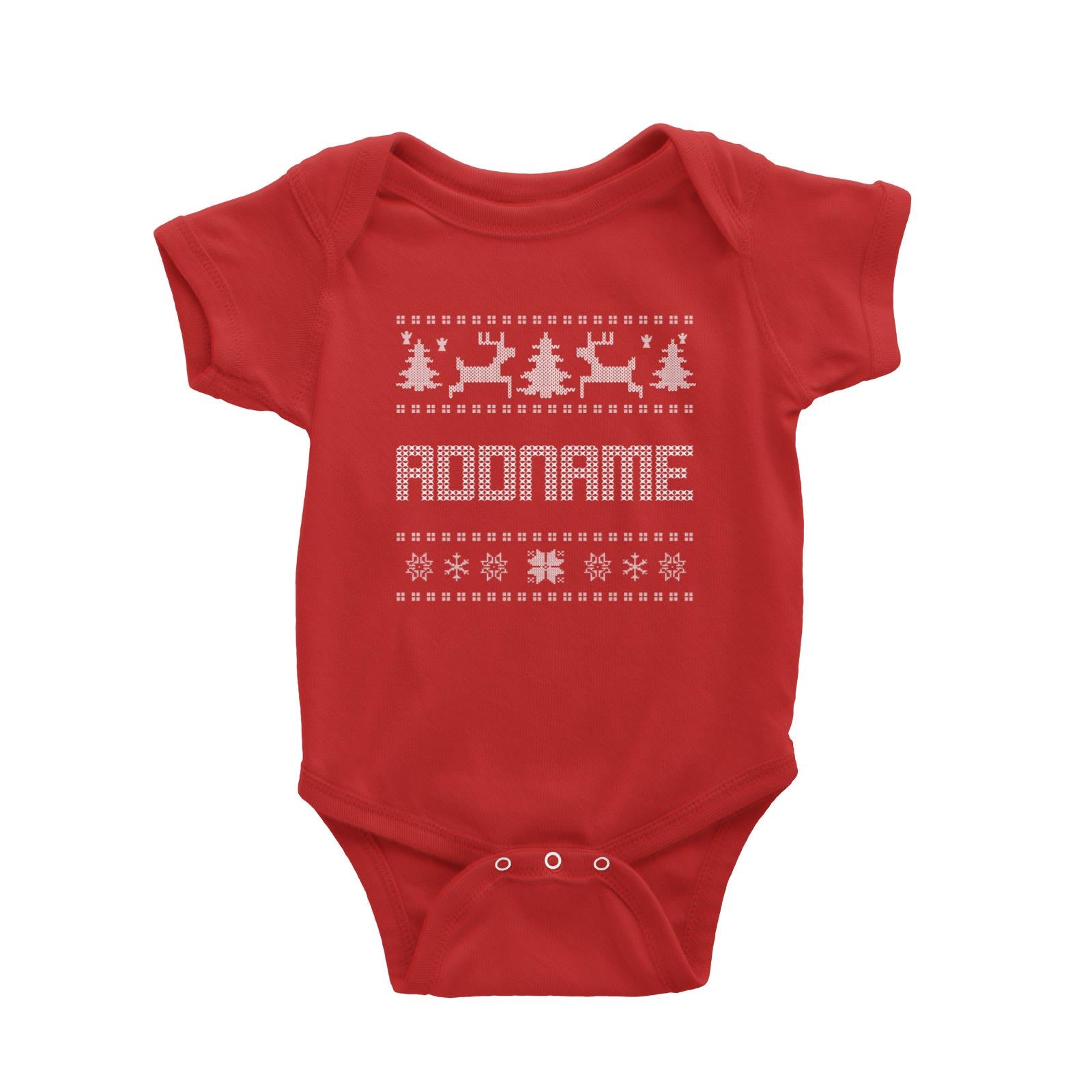Christmas Sweater Addname Baby Romper  Matching Family Personalizable Designs