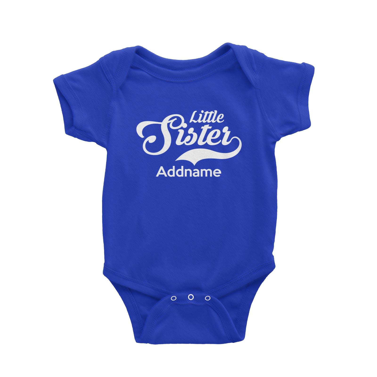 Retro Little Sister Addname Baby Romper  Matching Family Personalizable Designs