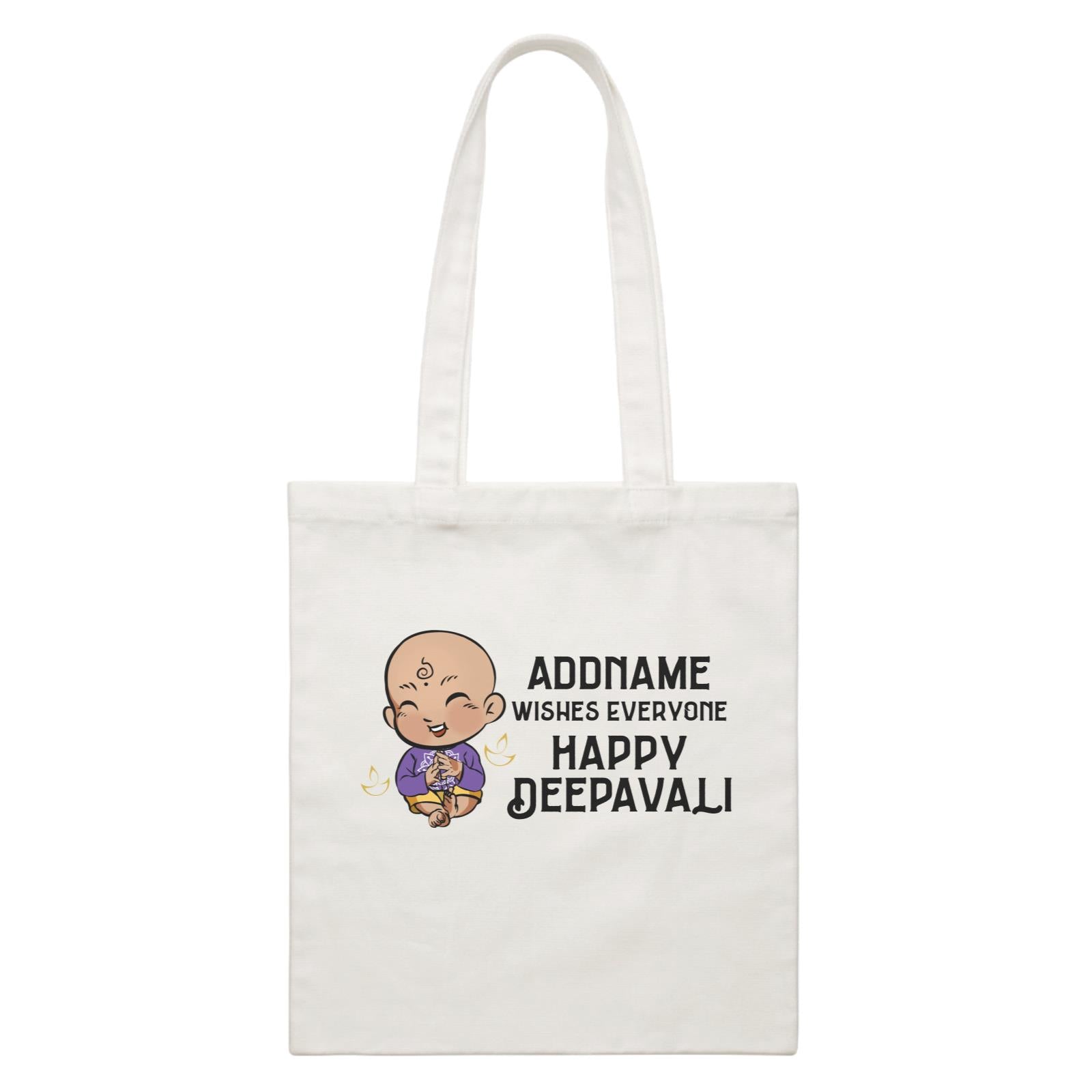 Deepavali Chibi Baby Boy Addname Wishes Everyone Deepavali White Canvas Bag
