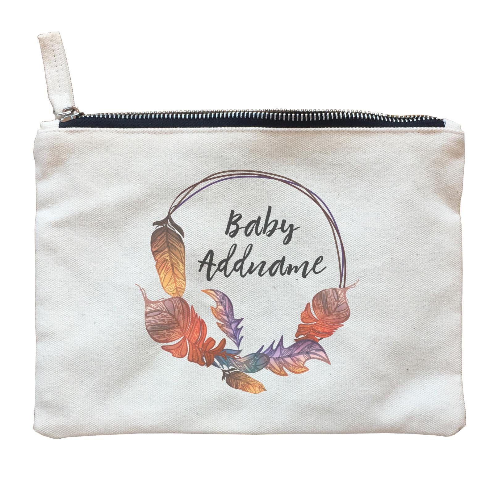 Colourful Feathers with Baby Personalizable Addname Zipper Pouch