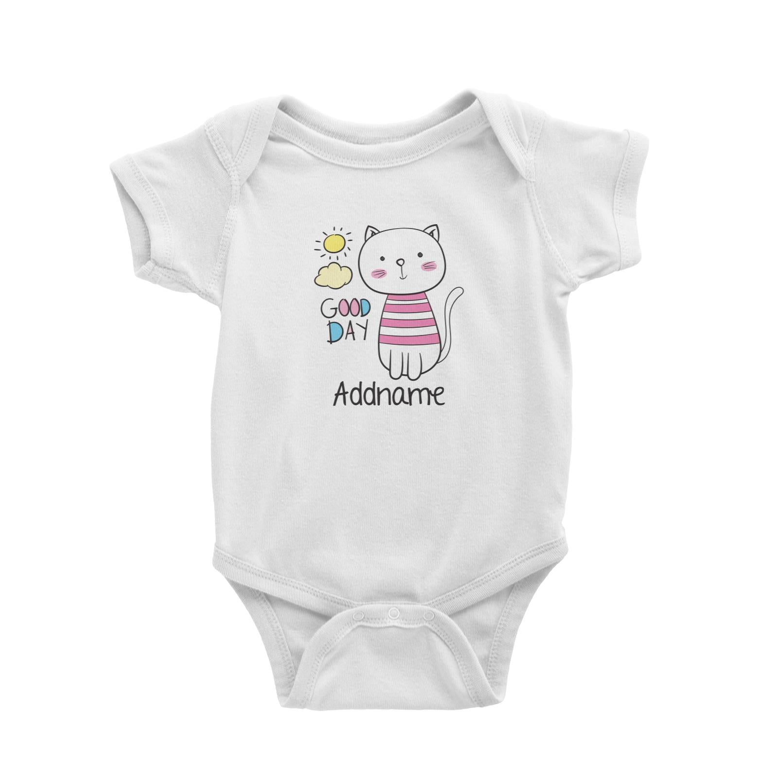 Cool Cute Animals Cats Good Day Addname Baby Romper