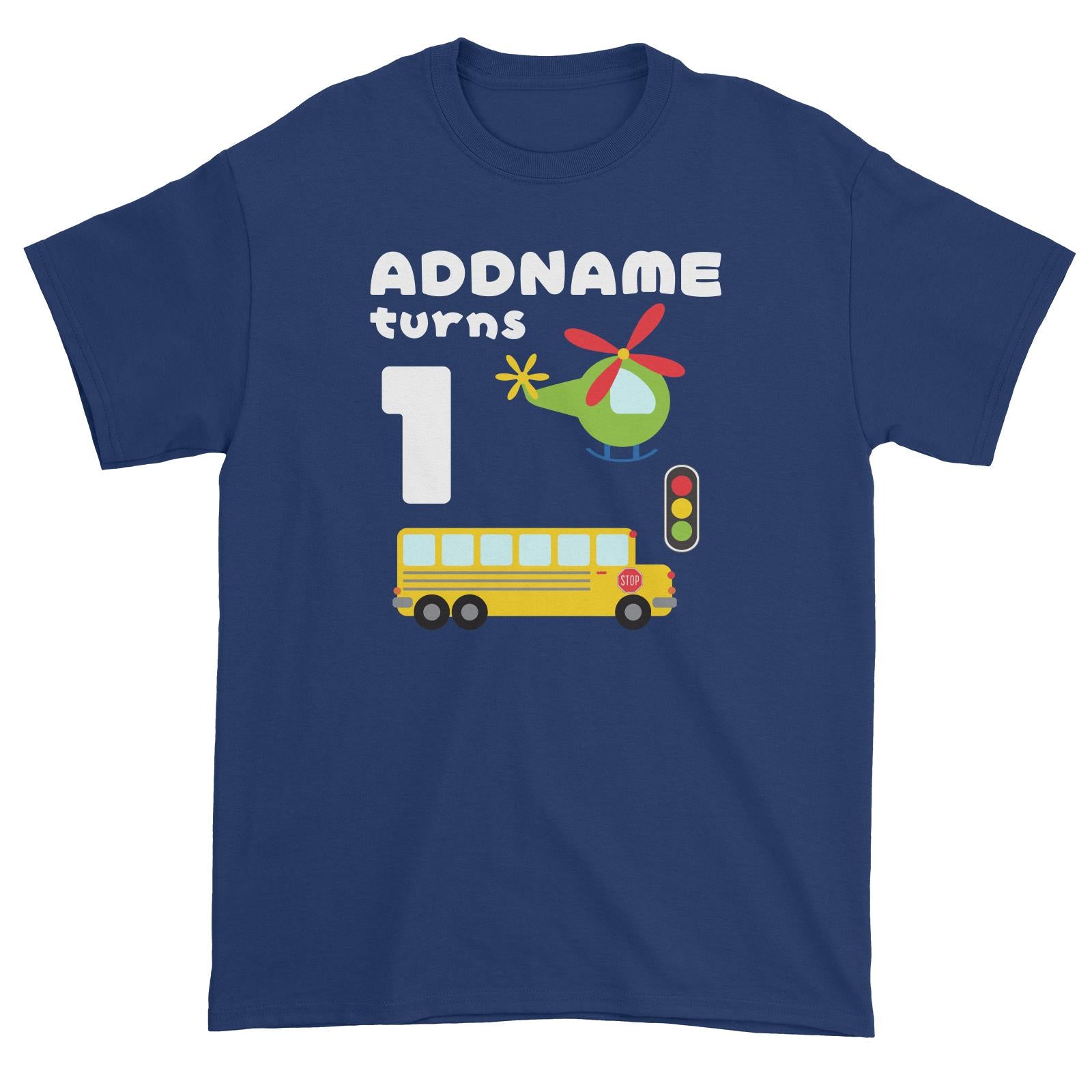 Transportation Birthday Theme Personalizable with Name and Number Unisex T-Shirt