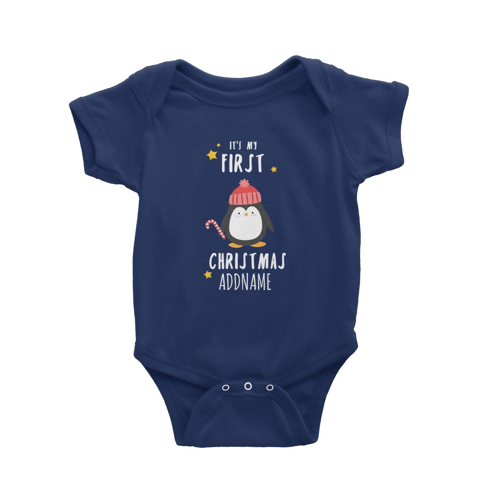 Cute Penguin First Christmas Addname Baby Romper  Personalizable Designs Animal