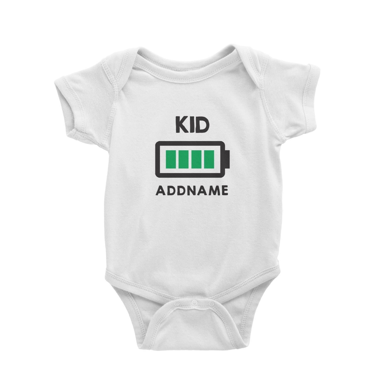 Battery Fully Charged Kid Addname Baby Romper  Matching Family Personalizable Designs